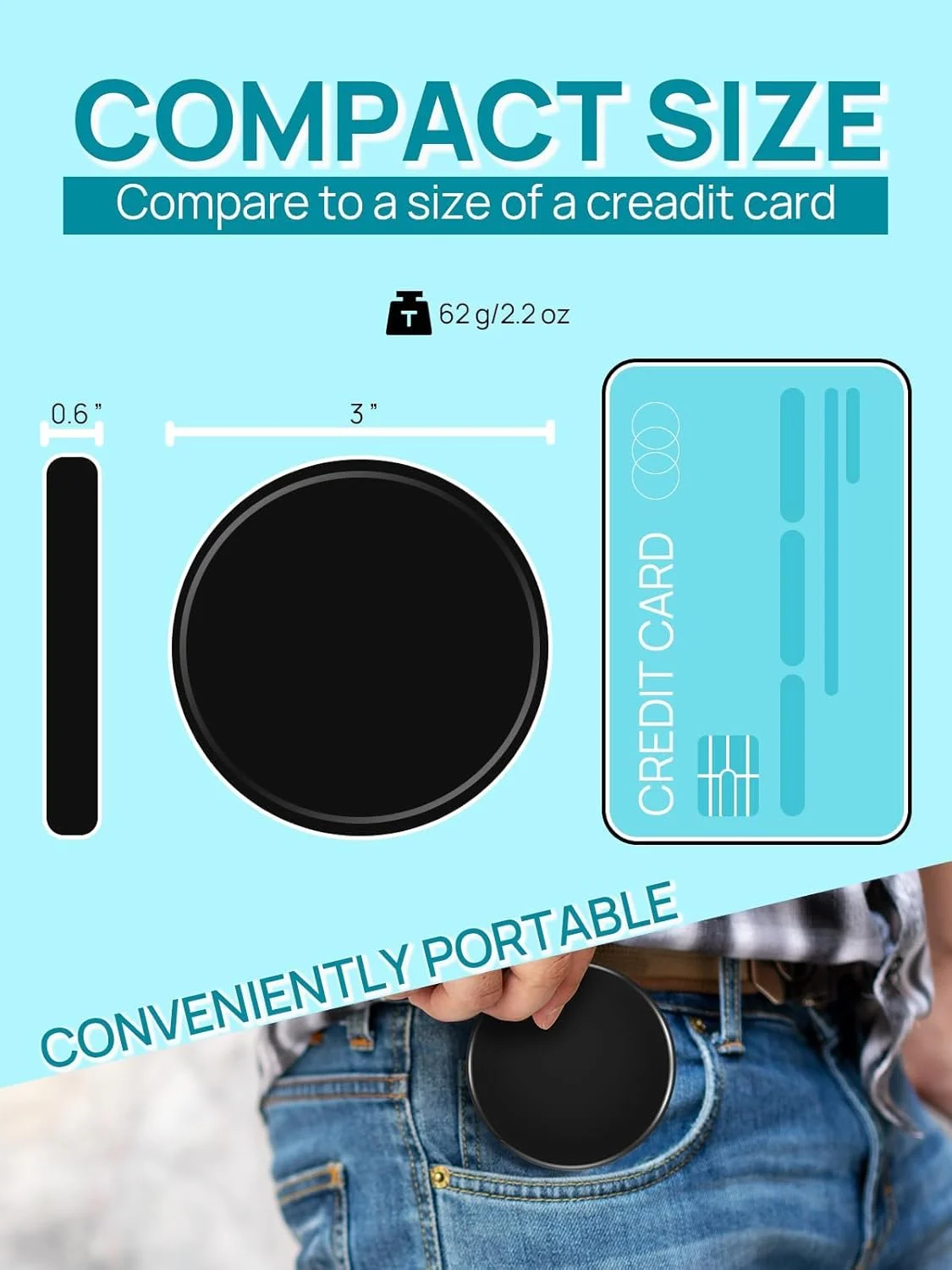 آینه جیبی ماکاکی، آینه بزرگنمایی 1X/20X، آینه کوچک 3 اینچی برای مسافرت و آرایش، گرد مشکی آینه جیبی ماکاکی، آینه بزرگنمایی 1X/20X، آینه کوچک 3 اینچی برای مسافرت و آرایش، گرد مشکی