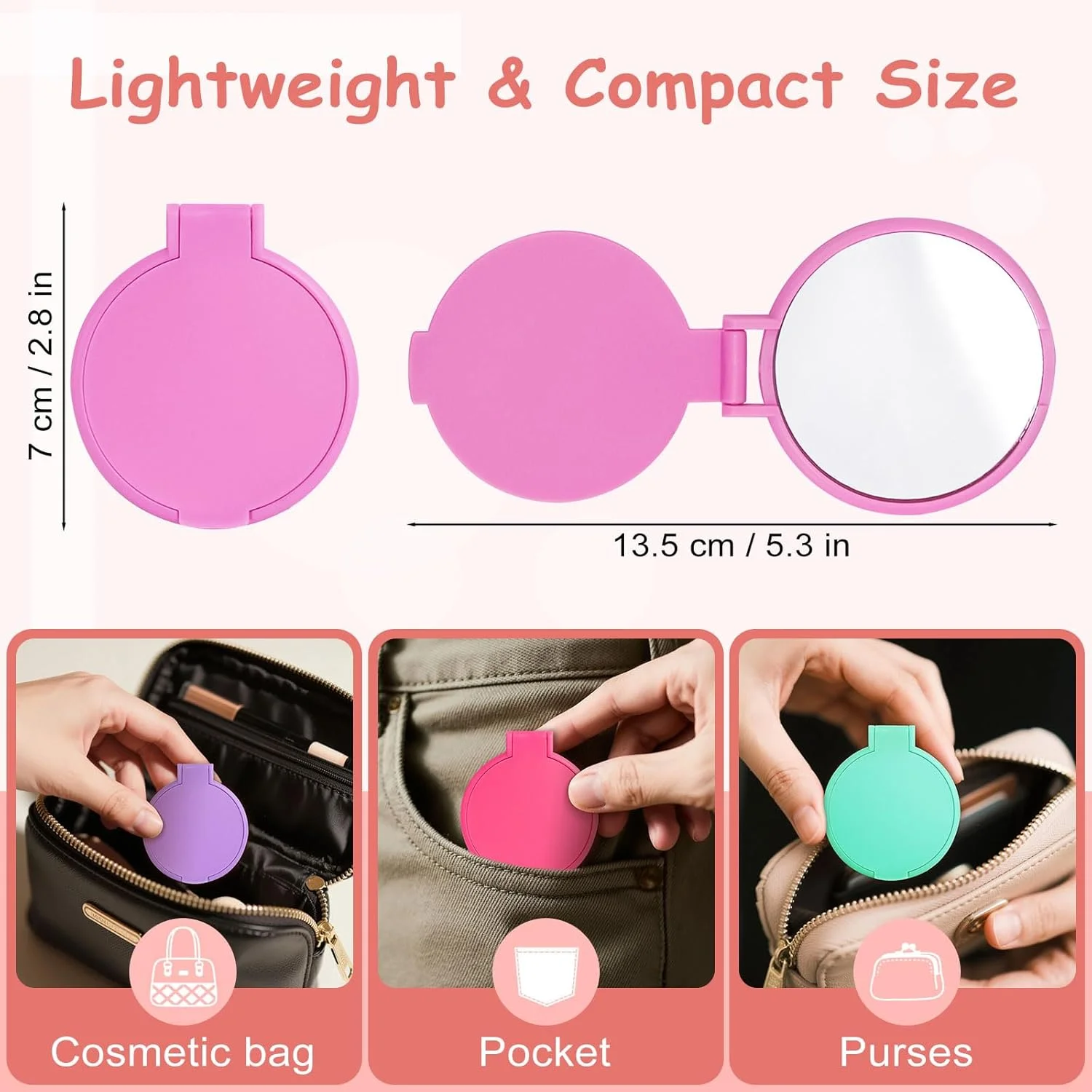 آینه جیبی فشرده Lilingsty، بسته عمده 6 رنگ، کوچک و نفیس، آینه تاشو مینی برای مسافرت، سفر کاری، هدیه، افراد بی خانمان مناسب است (بسته 60 عددی) آینه جیبی فشرده Lilingsty، بسته عمده 6 رنگ، کوچک و نفیس، آینه تاشو مینی برای مسافرت، سفر کاری، هدیه، افراد بی خانمان مناسب است (بسته 60 عددی)