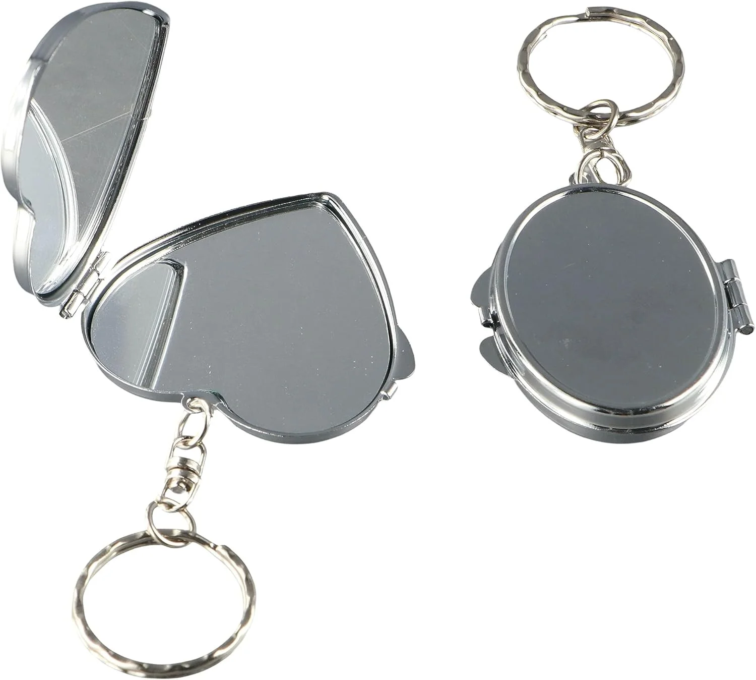 جاکلیدی آینه تاشو قابل حمل Leadigol، آینه جیبی مسافرتی، جاکلیدی آینه فلزی مربعی بیضی شکل قلبی، آویز آینه دایره ای، آینه آرایشی کوچک با حلقه کلید