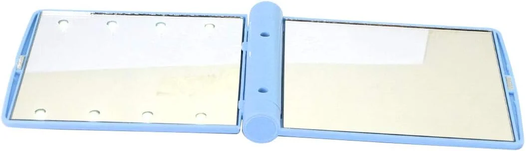 LED Lighted Travel Makeup Mirror,Compact Mirror with1x/2x Magnification, Dual Sided Vanity Mirror with Lights Portable Illuminated Folding Tabletop Cosmetic Mirror,Handheld Pocket Bag Mirror (Blue) LED Lighted Travel Makeup Mirror,Compact Mirror with1x/2x Magnification, Dual Sided Vanity Mirror with Lights Portable Illuminated Folding Tabletop Cosmetic Mirror,Handheld Pocket Bag Mirror (Blue)