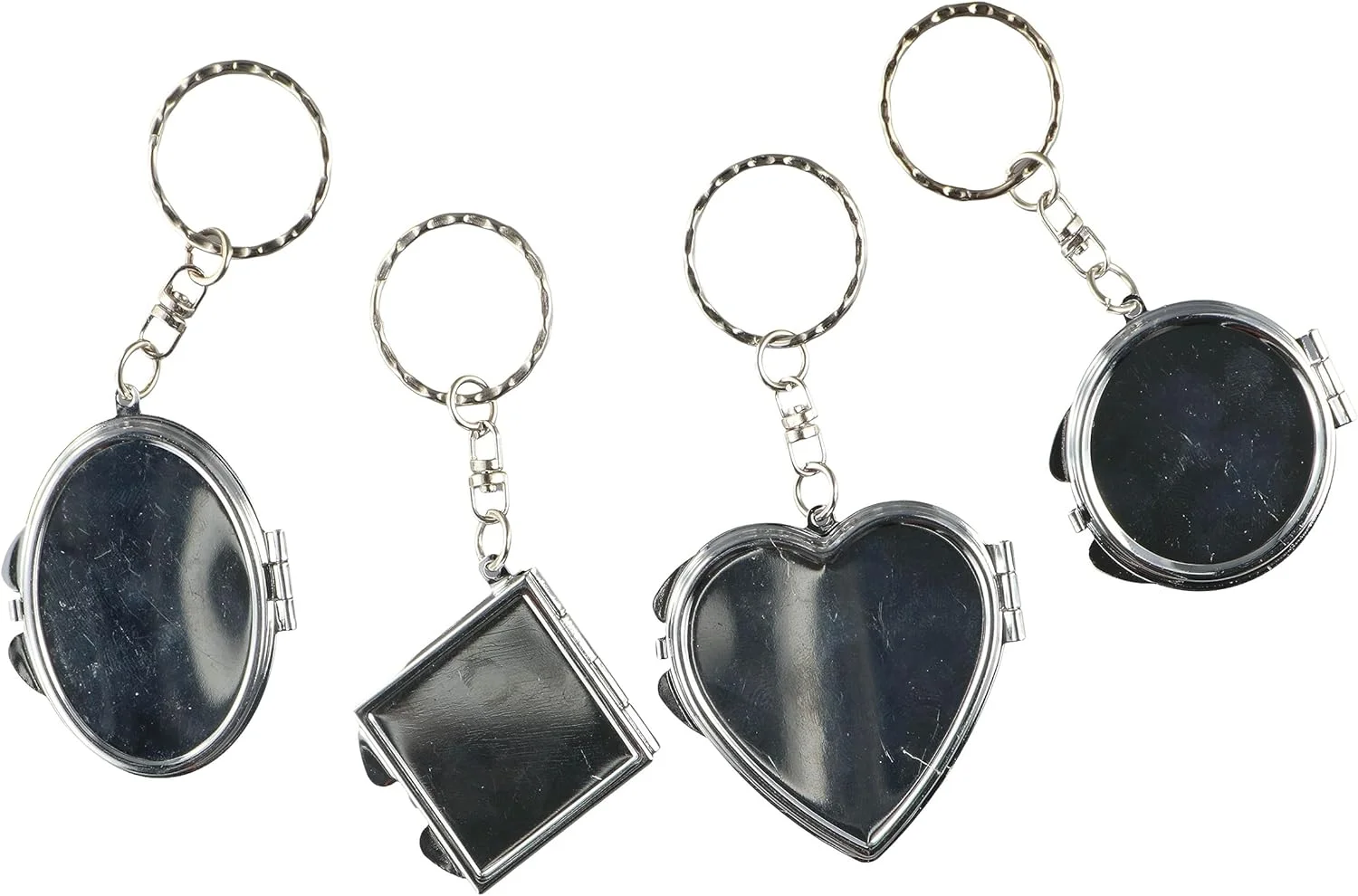 جاکلیدی آینه تاشو قابل حمل Leadigol، آینه جیبی مسافرتی، جاکلیدی آینه فلزی مربعی بیضی شکل قلبی، آویز آینه دایره ای، آینه آرایشی کوچک با حلقه کلید