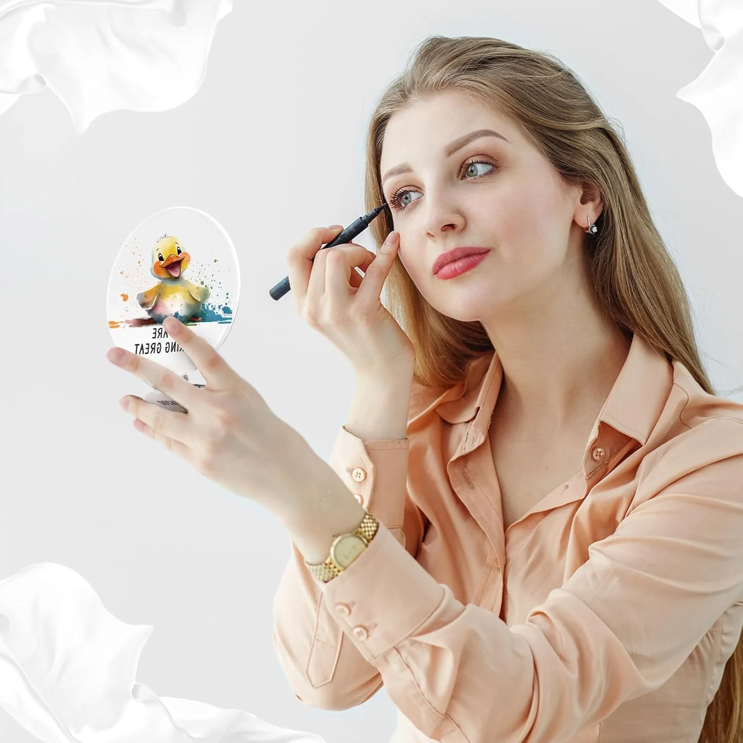 آینه های جیبی فشرده طرح دار لینووسن، بسته 6 عددی، هدیه تشکر برای زنان، طرح لاک پشت و اردک، آینه آرایشی کوچک الهام بخش برای قدردانی از معلمان، مسافرت، بزرگنمایی، مناسب همکاران، کارمندان، پرستاران، هدیه اداری و تجاری