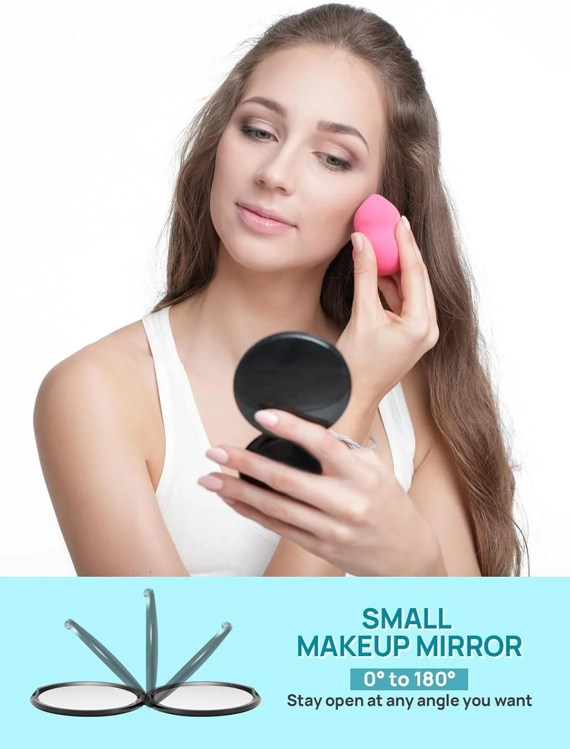 آینه جیبی ماکاکی، آینه بزرگنمایی 1X/20X، آینه کوچک 3 اینچی برای مسافرت و آرایش، گرد مشکی آینه جیبی ماکاکی، آینه بزرگنمایی 1X/20X، آینه کوچک 3 اینچی برای مسافرت و آرایش، گرد مشکی