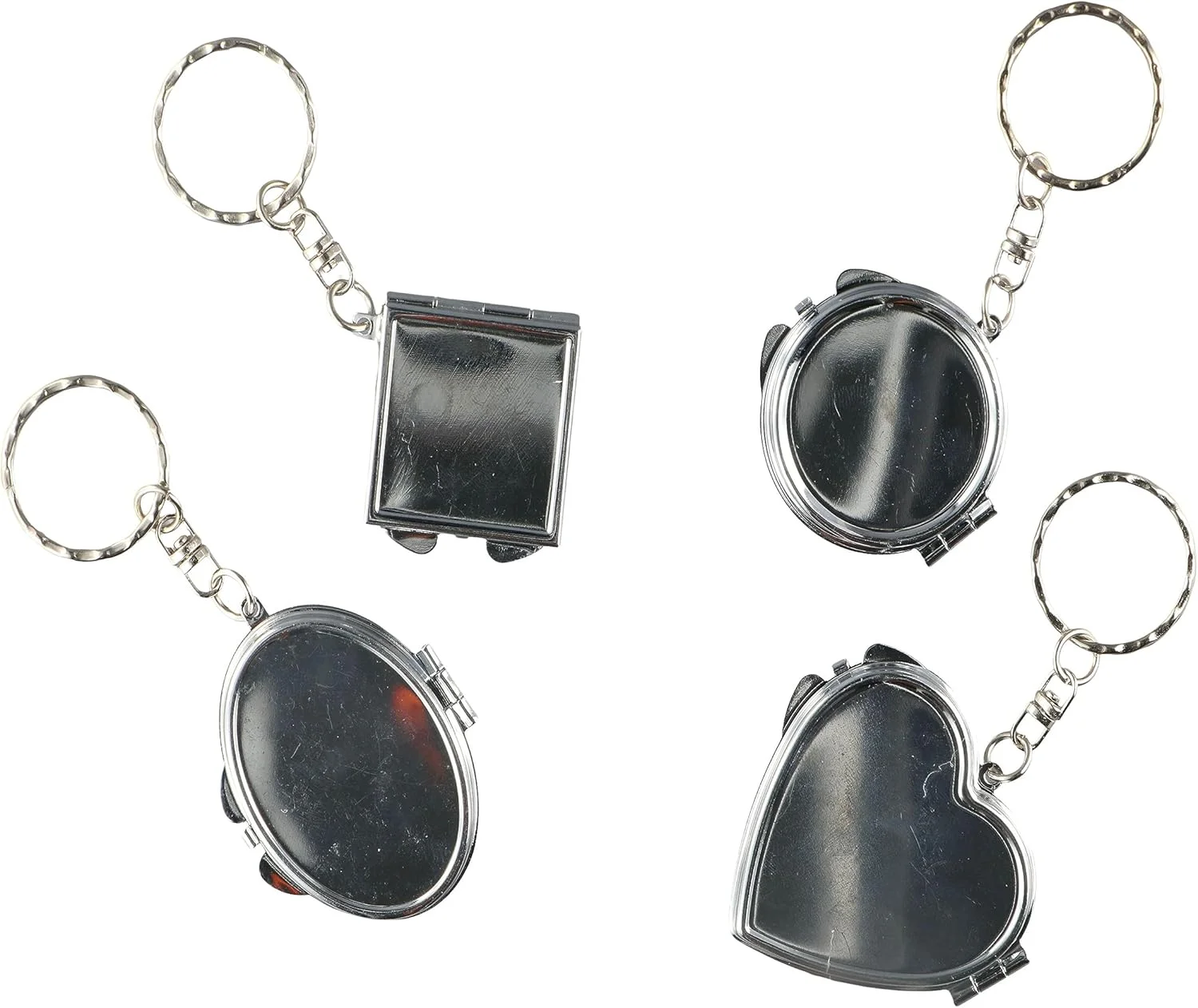 جاکلیدی آینه تاشو قابل حمل Leadigol، آینه جیبی مسافرتی، جاکلیدی آینه فلزی مربعی بیضی شکل قلبی، آویز آینه دایره ای، آینه آرایشی کوچک با حلقه کلید