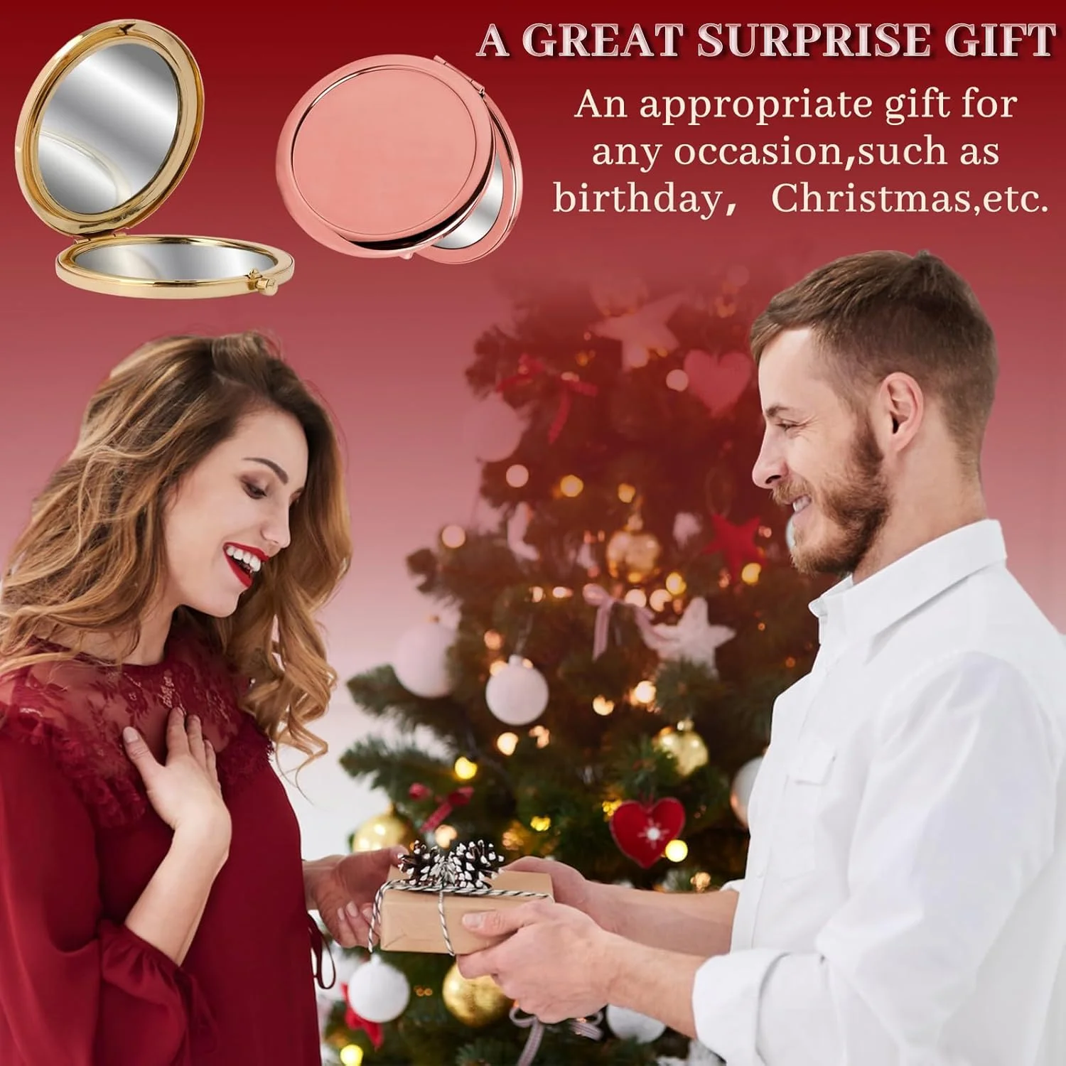 آینه جیبی LuckyOpt، آینه کیف دستی فلزی دو طرفه با آینه های بزرگنمایی 1x/2x، آینه گرد بدون اعوجاج برای زنان برای مسافرت، کیف دستی، کیف پول (رزگلد) آینه جیبی LuckyOpt، آینه کیف دستی فلزی دو طرفه با آینه های بزرگنمایی 1x/2x، آینه گرد بدون اعوجاج برای زنان برای مسافرت، کیف دستی، کیف پول (رزگلد)