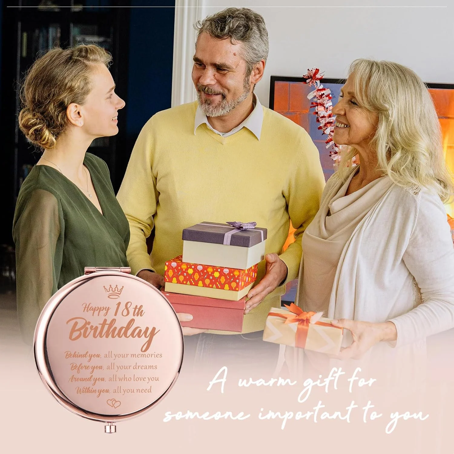 آینه آرایشی جمع و جور رزگلد Lcoanriut هدیه تولد 18 سالگی برای دختر، بهترین هدیه برای دختر 18 ساله، هدیه های الهام بخش تولد 18 سالگی مبارک برای خواهر نوجوان، آینه مسافرتی