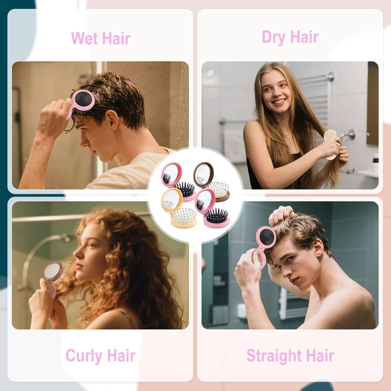 لیلینگستی برس مو آینهدار تاشو 4 رنگ، شانه آینهای جیبی فشرده و زیبا 2 در 1، برس موی مسافرتی کوچک آینه آرایشی برای زنان دختران 8 عدد لیلینگستی برس مو آینهدار تاشو 4 رنگ، شانه آینهای جیبی فشرده و زیبا 2 در 1، برس موی مسافرتی کوچک آینه آرایشی برای زنان دختران 8 عدد