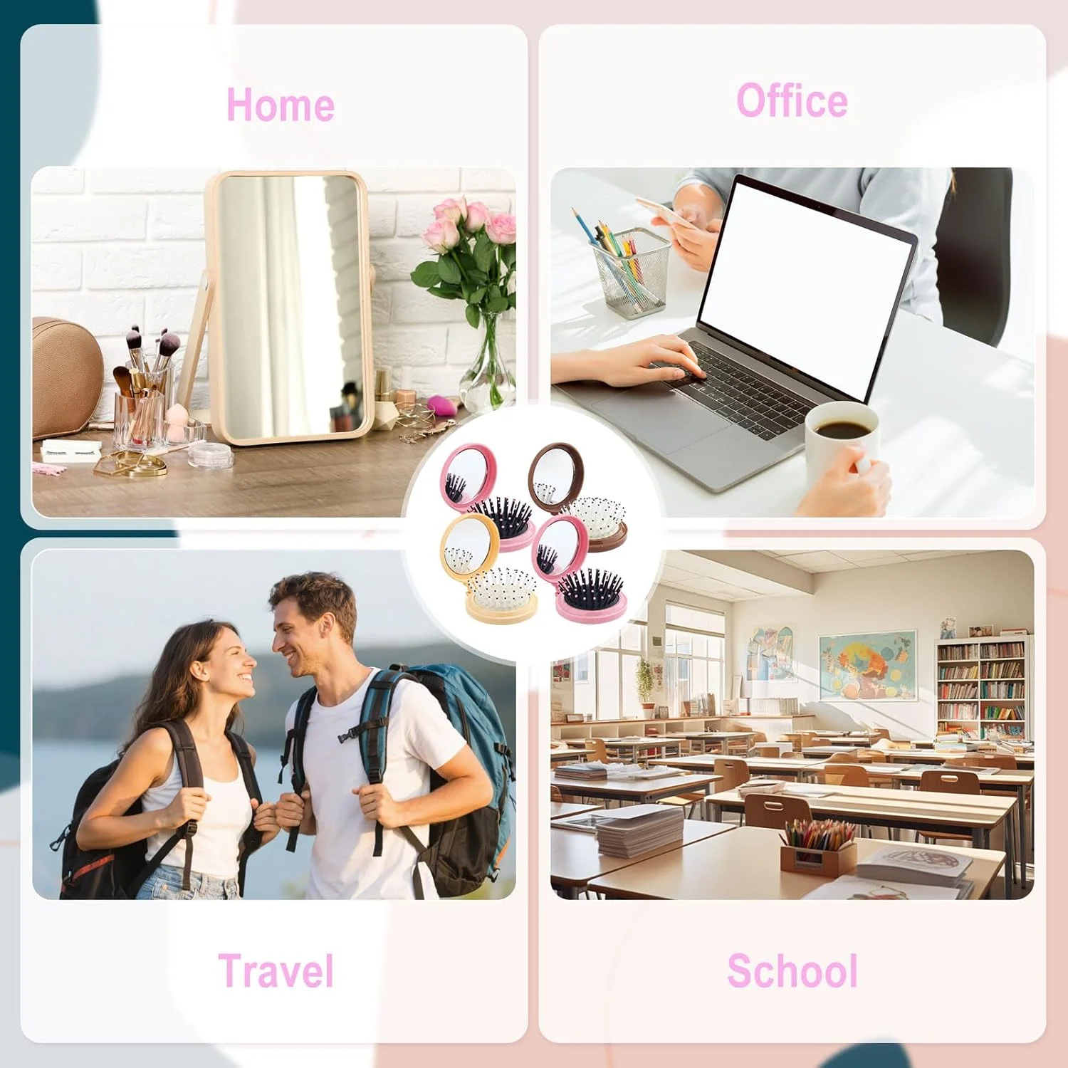 لیلینگستی برس مو آینهدار تاشو 4 رنگ، شانه آینهای جیبی فشرده و زیبا 2 در 1، برس موی مسافرتی کوچک آینه آرایشی برای زنان دختران 8 عدد لیلینگستی برس مو آینهدار تاشو 4 رنگ، شانه آینهای جیبی فشرده و زیبا 2 در 1، برس موی مسافرتی کوچک آینه آرایشی برای زنان دختران 8 عدد