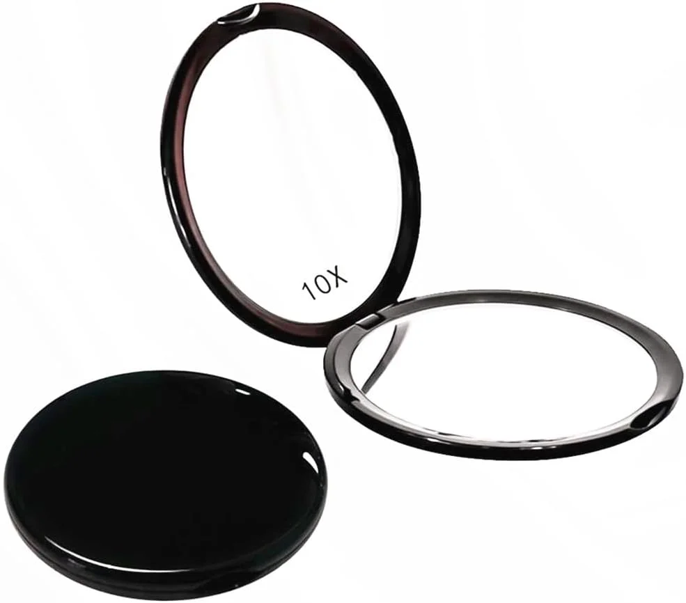 آینه آرایشی جیبی دو طرفه Mpowtech - بزرگنمایی 1x/10x، آینه مسافرتی 4 اینچی، آینه دستی کوچک