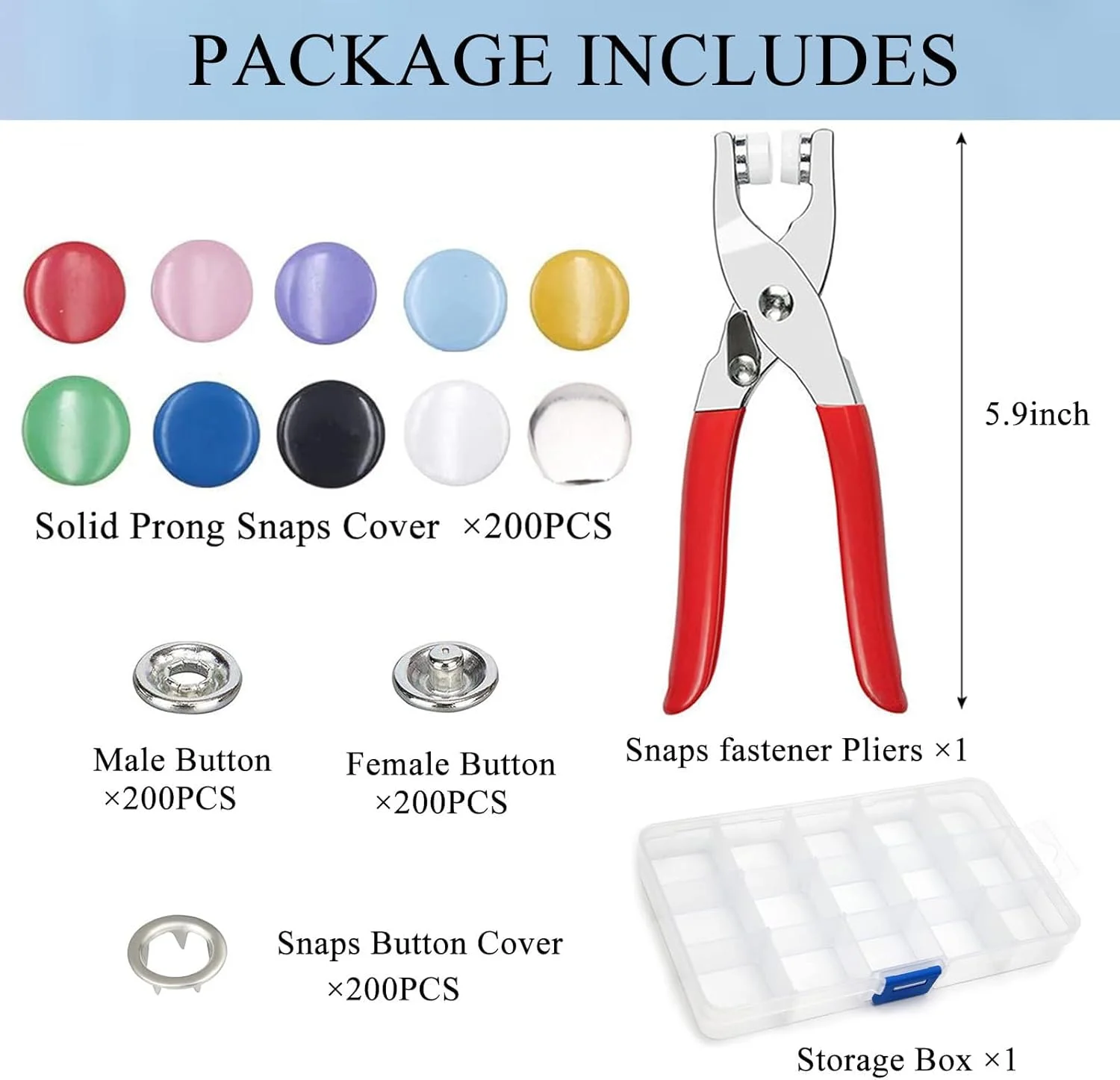 کیت دکمه های فشاری فلزی 800 عددی با ابزار پرس، مجموعه دکمه های فشاری Azonee با انبردست بست برای صنایع دستی DIY، لباس، کلاه و خیاطی (200 ست، 10 رنگ، 9.5 میلی متر) کیت دکمه های فشاری فلزی 800 عددی با ابزار پرس، مجموعه دکمه های فشاری Azonee با انبردست بست برای صنایع دستی DIY، لباس، کلاه و خیاطی (200 ست، 10 رنگ، 9.5 میلی متر)
