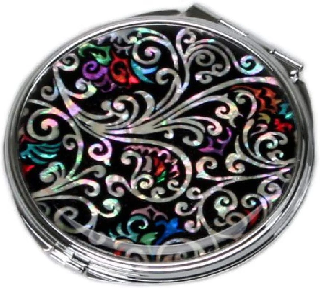 آینه جیبی دو طرفه با طراحی صدف مروارید، بزرگنمایی 2X/1X، آینه آرایشی مسافرتی کوچک، آینه دستی فلزی قابل حمل برای کیف دستی، هدیه برای مادر و زنان (گل اسلیمی) آینه جیبی دو طرفه با طراحی صدف مروارید، بزرگنمایی 2X/1X، آینه آرایشی مسافرتی کوچک، آینه دستی فلزی قابل حمل برای کیف دستی، هدیه برای مادر و زنان (گل اسلیمی)