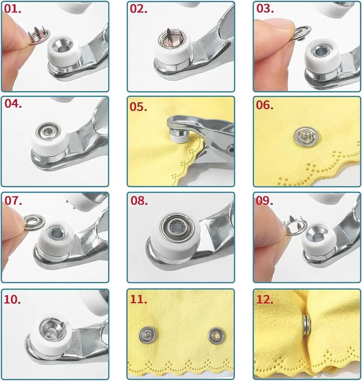 کیت دکمه های فشاری فلزی 800 عددی با ابزار پرس، مجموعه دکمه های فشاری Azonee با انبردست بست برای صنایع دستی DIY، لباس، کلاه و خیاطی (200 ست، 10 رنگ، 9.5 میلی متر) کیت دکمه های فشاری فلزی 800 عددی با ابزار پرس، مجموعه دکمه های فشاری Azonee با انبردست بست برای صنایع دستی DIY، لباس، کلاه و خیاطی (200 ست، 10 رنگ، 9.5 میلی متر)