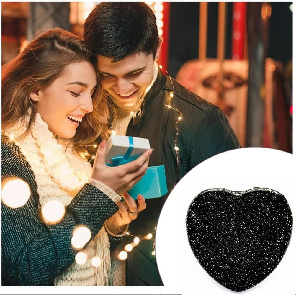 آینه آرایشی تاشو جیبی چرمی طرح قلب امپوتک، آینه کوچک با اکلیل، بزرگنمایی 2 و 1 برابر، آینه مسافرتی، آینه لوازم آرایشی هدیه (مشکی) آینه آرایشی تاشو جیبی چرمی طرح قلب امپوتک، آینه کوچک با اکلیل، بزرگنمایی 2 و 1 برابر، آینه مسافرتی، آینه لوازم آرایشی هدیه (مشکی)