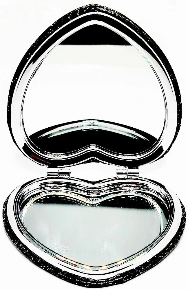 آینه آرایشی تاشو جیبی چرمی طرح قلب امپوتک، آینه کوچک با اکلیل، بزرگنمایی 2 و 1 برابر، آینه مسافرتی، آینه لوازم آرایشی هدیه (مشکی) آینه آرایشی تاشو جیبی چرمی طرح قلب امپوتک، آینه کوچک با اکلیل، بزرگنمایی 2 و 1 برابر، آینه مسافرتی، آینه لوازم آرایشی هدیه (مشکی)