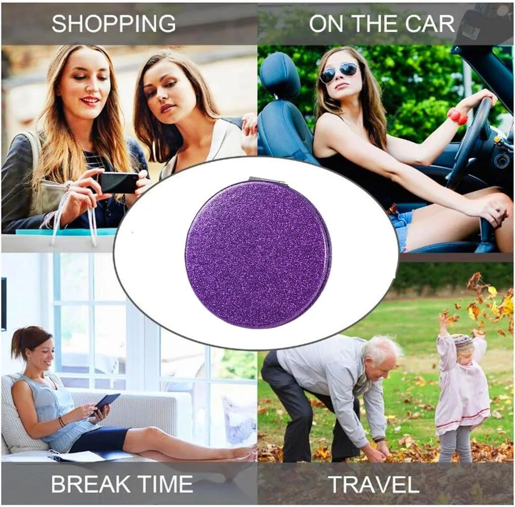 آینه آرایشی تاشو دو طرفه ام‌پوتک با طرح بنفش و فانتزی، آینه مسافرتی بزرگنمایی دار با اکلیل، آینه جیبی کوچک چرمی، آینه آرایشی قابل حمل با بزرگنمایی 2 و 1 برابر، آینه لوازم آرایشی مناسب هدیه