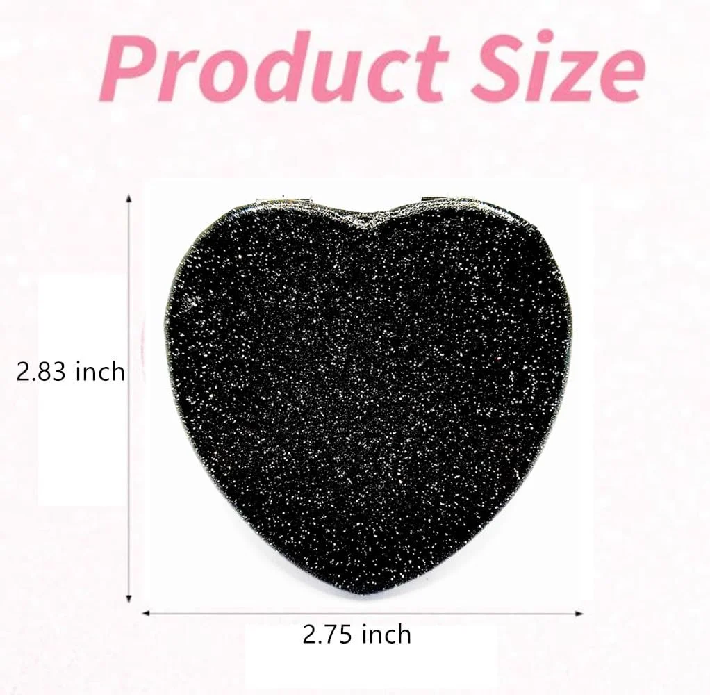 آینه آرایشی تاشو جیبی چرمی طرح قلب امپوتک، آینه کوچک با اکلیل، بزرگنمایی 2 و 1 برابر، آینه مسافرتی، آینه لوازم آرایشی هدیه (مشکی) آینه آرایشی تاشو جیبی چرمی طرح قلب امپوتک، آینه کوچک با اکلیل، بزرگنمایی 2 و 1 برابر، آینه مسافرتی، آینه لوازم آرایشی هدیه (مشکی)