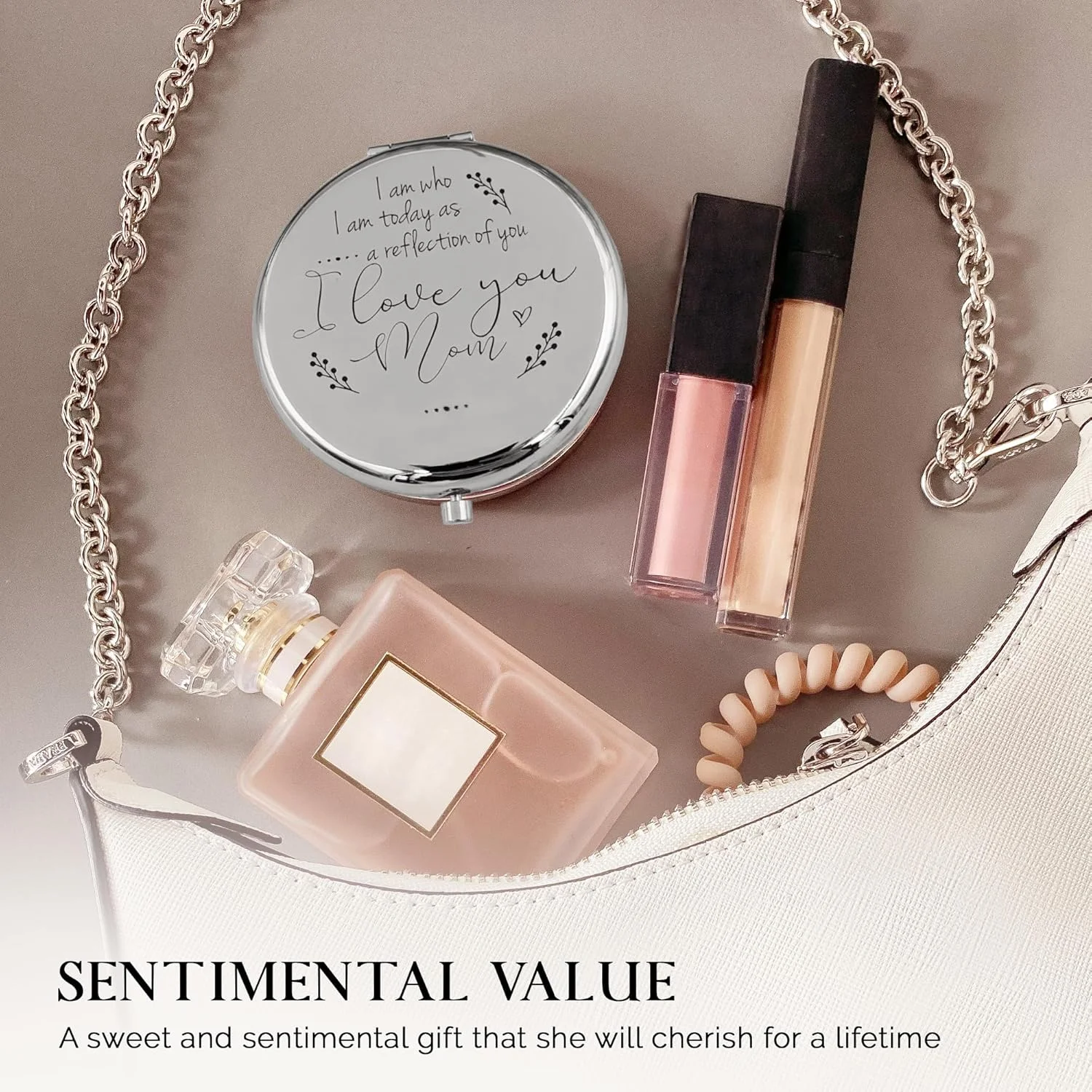 هدیه ای از طرف دختر به مادر عروس، آینه جیبی، هدیه ای از طرف پسر به مادر داماد، هدیه ای احساسی برای مادر، هدیه تولد برای مادر از طرف دختر، هدیه شخصی سازی شده برای مادر (S)