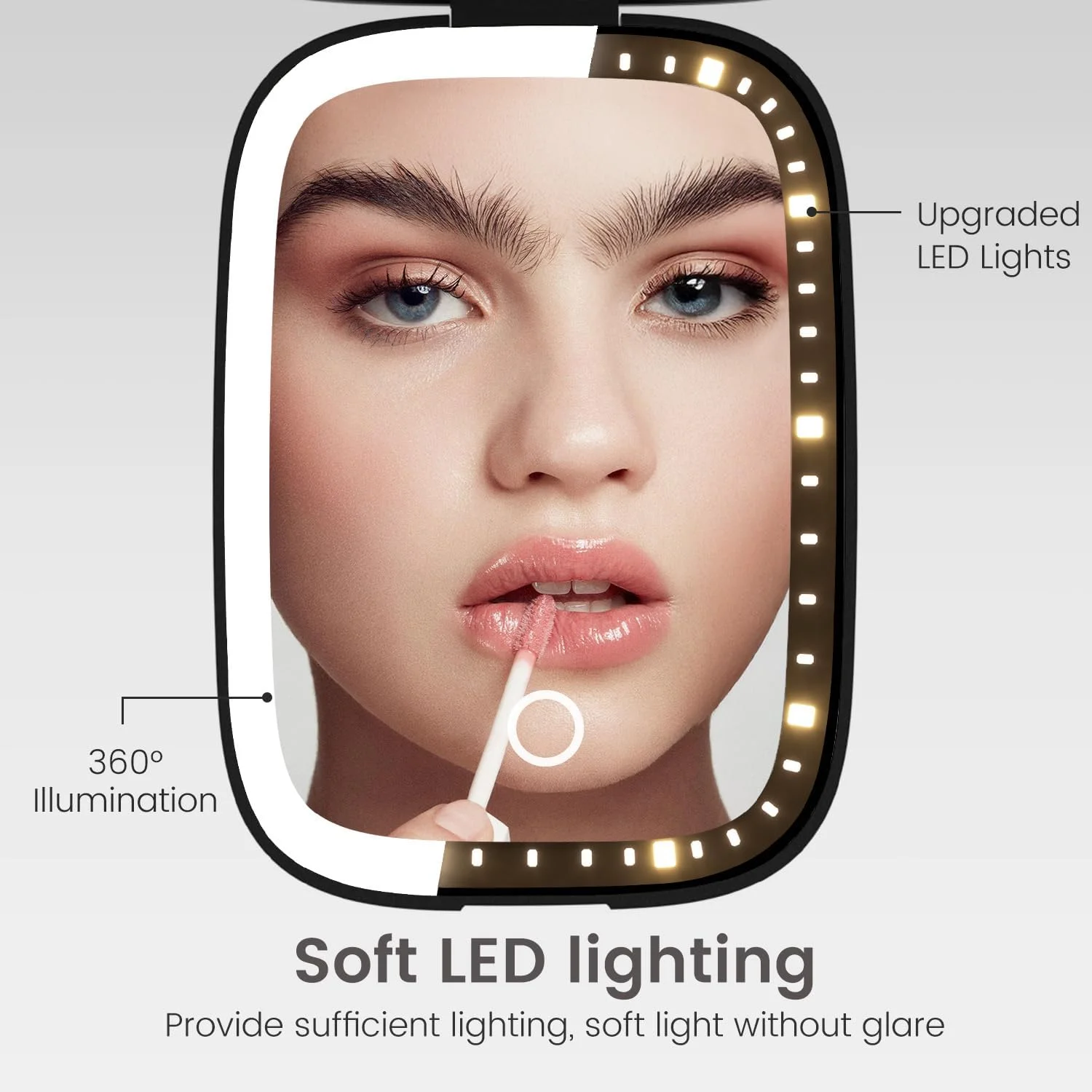 آینه آرایشی مسافرتی شارژی Mopis با نور 3 رنگ، آینه کوچک LED جمع و جور با بزرگنمایی 1X/3X برای کیف دستی، هدیه های ضروری مسافرتی برای دختران و زنان - مشکی آینه آرایشی مسافرتی شارژی Mopis با نور 3 رنگ، آینه کوچک LED جمع و جور با بزرگنمایی 1X/3X برای کیف دستی، هدیه های ضروری مسافرتی برای دختران و زنان - مشکی