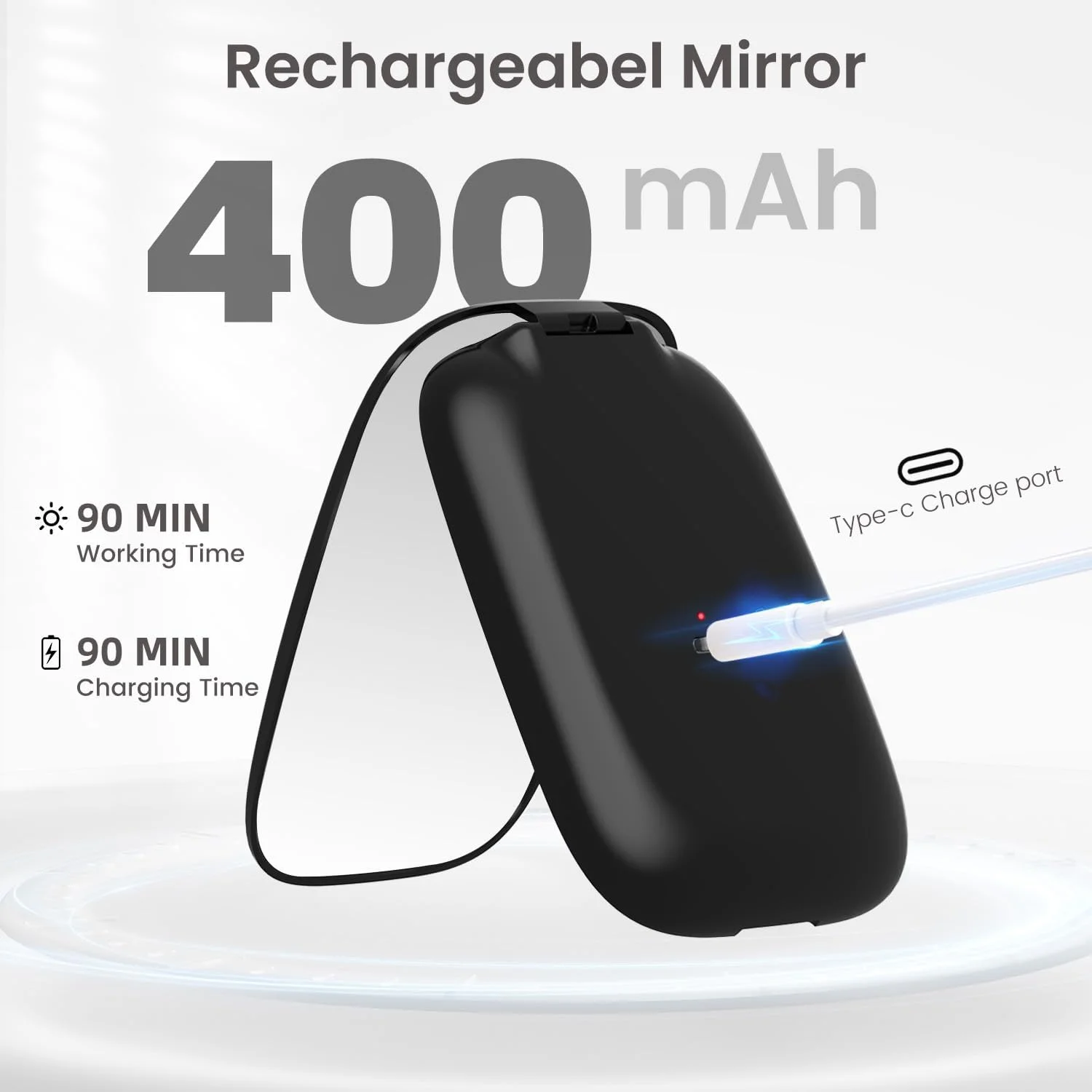 آینه آرایشی مسافرتی شارژی Mopis با نور 3 رنگ، آینه کوچک LED جمع و جور با بزرگنمایی 1X/3X برای کیف دستی، هدیه های ضروری مسافرتی برای دختران و زنان - مشکی آینه آرایشی مسافرتی شارژی Mopis با نور 3 رنگ، آینه کوچک LED جمع و جور با بزرگنمایی 1X/3X برای کیف دستی، هدیه های ضروری مسافرتی برای دختران و زنان - مشکی