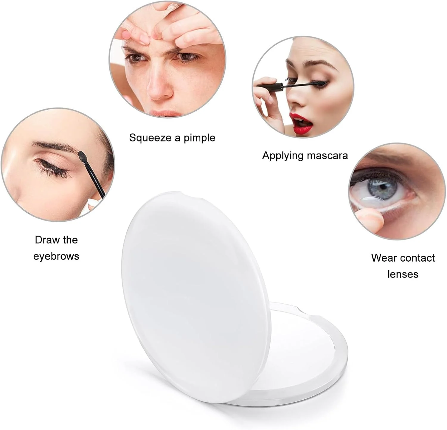 آینه جیبی گرد دو طرفه Mokoze، آینه قابل حمل با بزرگنمایی 1X/10X، آینه کوچک دستی برای کیف پول، آینه آرایشی مسافرتی، لوازم ضروری برای زنان و دختران (سفید) آینه جیبی گرد دو طرفه Mokoze، آینه قابل حمل با بزرگنمایی 1X/10X، آینه کوچک دستی برای کیف پول، آینه آرایشی مسافرتی، لوازم ضروری برای زنان و دختران (سفید)