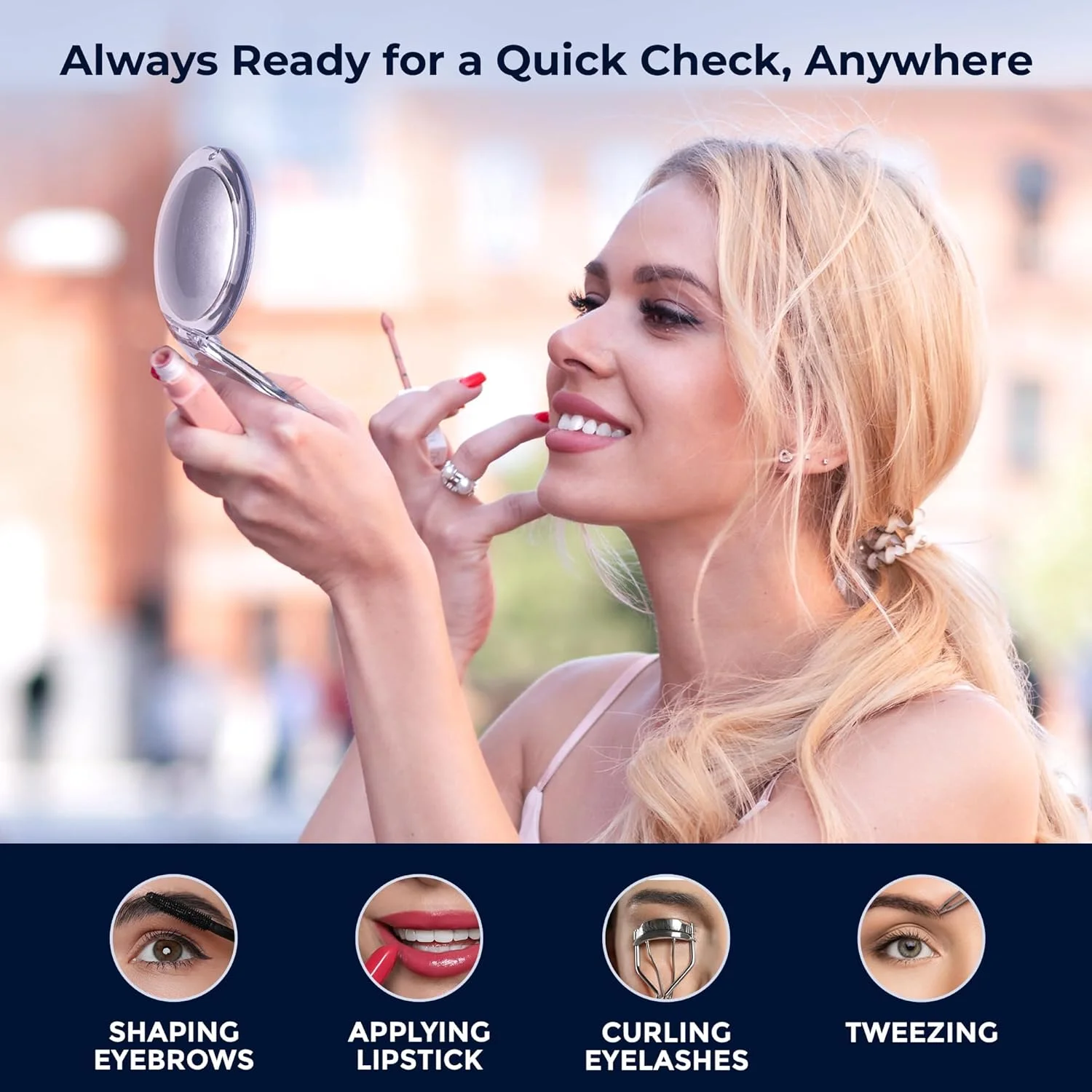 آینه آرایشی کوچک بزرگنمایی 12 برابری MIRRORVANA برای مسافرت - سبک وزن، دو طرفه 12X/1X، تاشو - آینه روشویی قابل حمل برای کیف دستی، کیف پول، جیب - گرد 3.3" x 3.3"