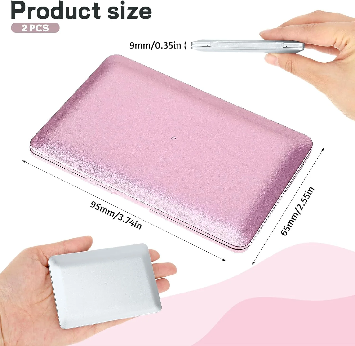 آینه لپ تاپی کوچک، 2 عدد آینه جیبی کوچک فشرده به شکل لپ تاپ، آینه های آرایشی تاشو کوچک قابل حمل برای مسافرت، دکوراسیون منزل، خانه عروسکی، حیوانات خانگی (نقره ای، رزگلد)