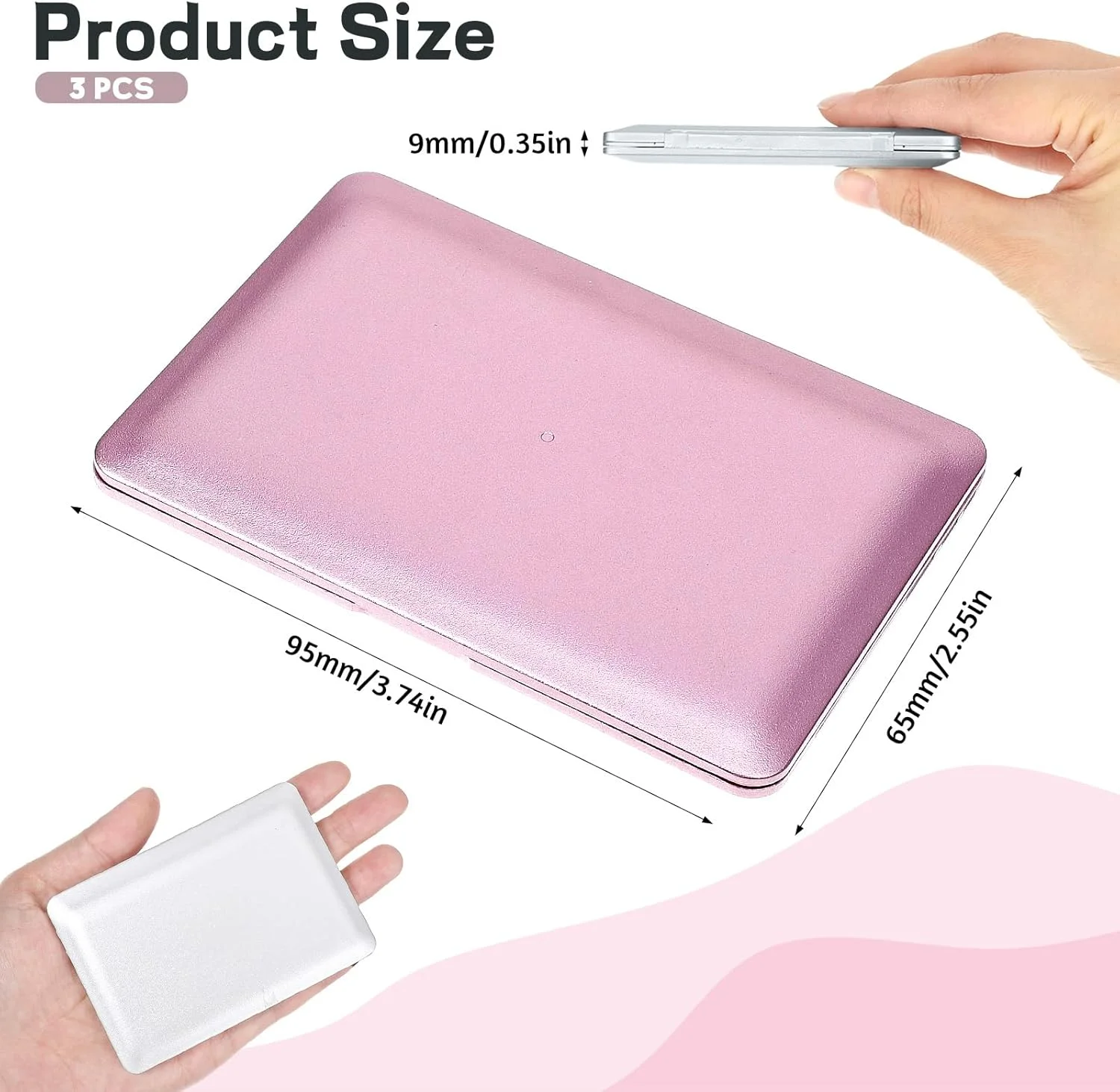 آینه لپ تاپ مینی، 3 عدد آینه آرایشی فشرده کوچک قابل حمل به شکل لپ تاپ، آینه های تاشو کوچک جیبی کامپیوتری برای آرایش منزل، مسافرت، دکوراسیون حیوانات خانگی (نقره ای، رزگلد، سفید)