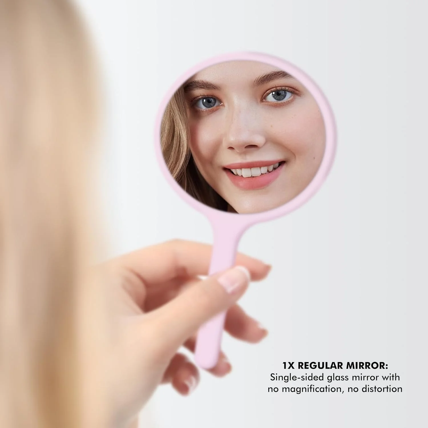 آینه دستی کوچک - آینه جیبی جمع و جور و زیبا برای مسافرت، آینه نشکن با دسته (6.5×11×0.5 سانتی متر)