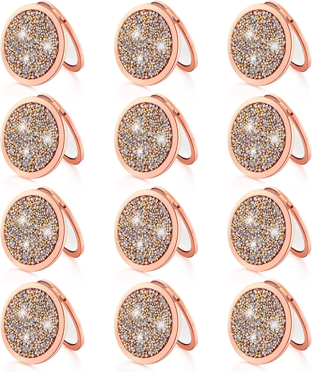 آینه آرایشی فشرده ذره بینی، آینه جیبی گرد، هدیه ساقدوش عروس، آینه دستی کوچک برای کیف پول، آینه های مسافرتی فشرده برای پیشنهاد ازدواج، هدیه جشن عروس، 2.75 اینچ (12 عدد)
