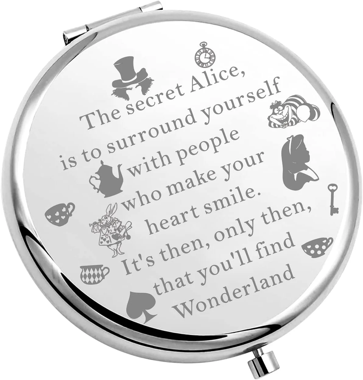 آینه جیبی فشرده KUIYAI Wonderland، هدیه سرزمین عجایب، هدیه کارتونی برای دوستداران، آینه آرایشی برای دوستان، آینه کیف پول (برای احاطه کردن خود)