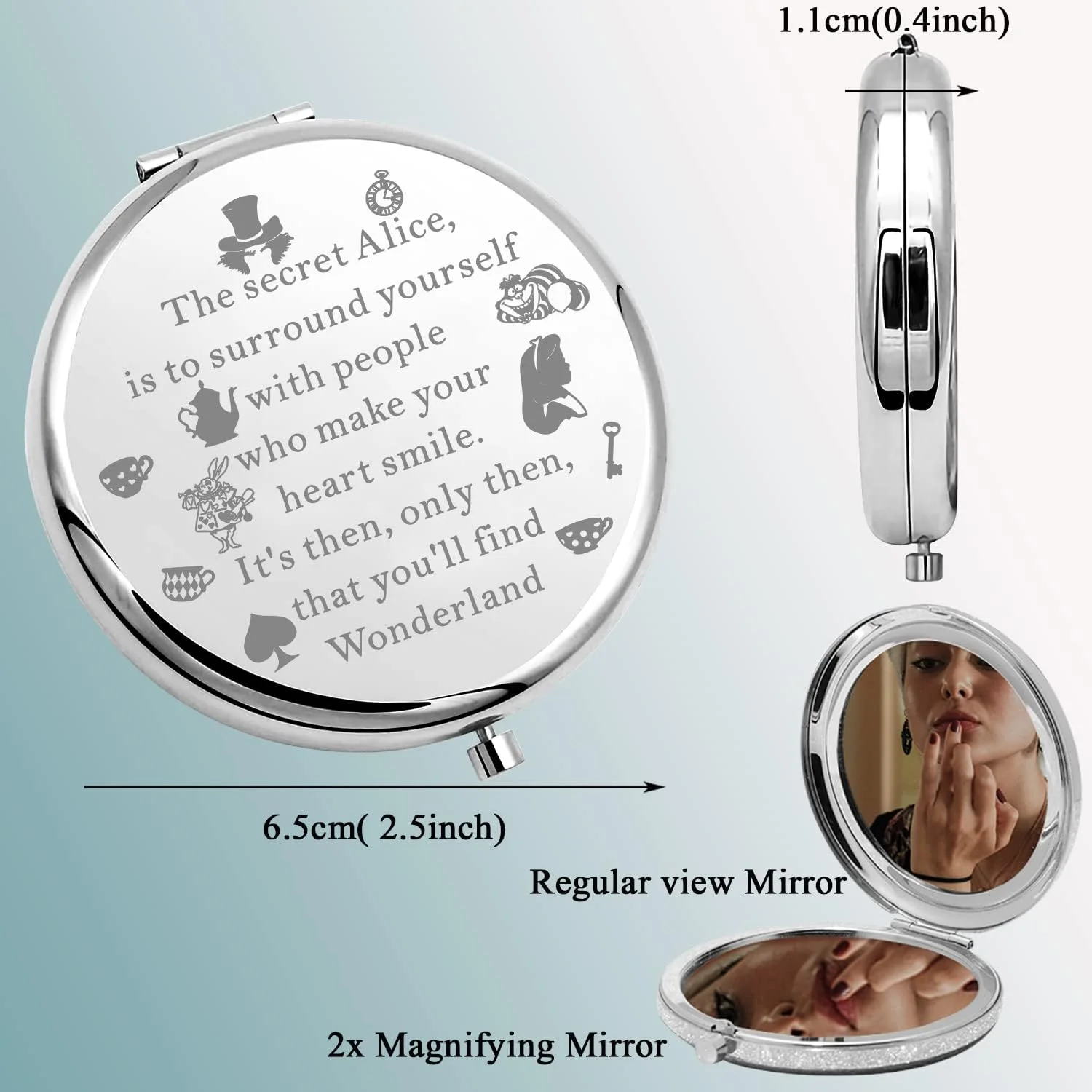 آینه جیبی فشرده KUIYAI Wonderland، هدیه سرزمین عجایب، هدیه کارتونی برای دوستداران، آینه آرایشی برای دوستان، آینه کیف پول (برای احاطه کردن خود) آینه جیبی فشرده KUIYAI Wonderland، هدیه سرزمین عجایب، هدیه کارتونی برای دوستداران، آینه آرایشی برای دوستان، آینه کیف پول (برای احاطه کردن خود)