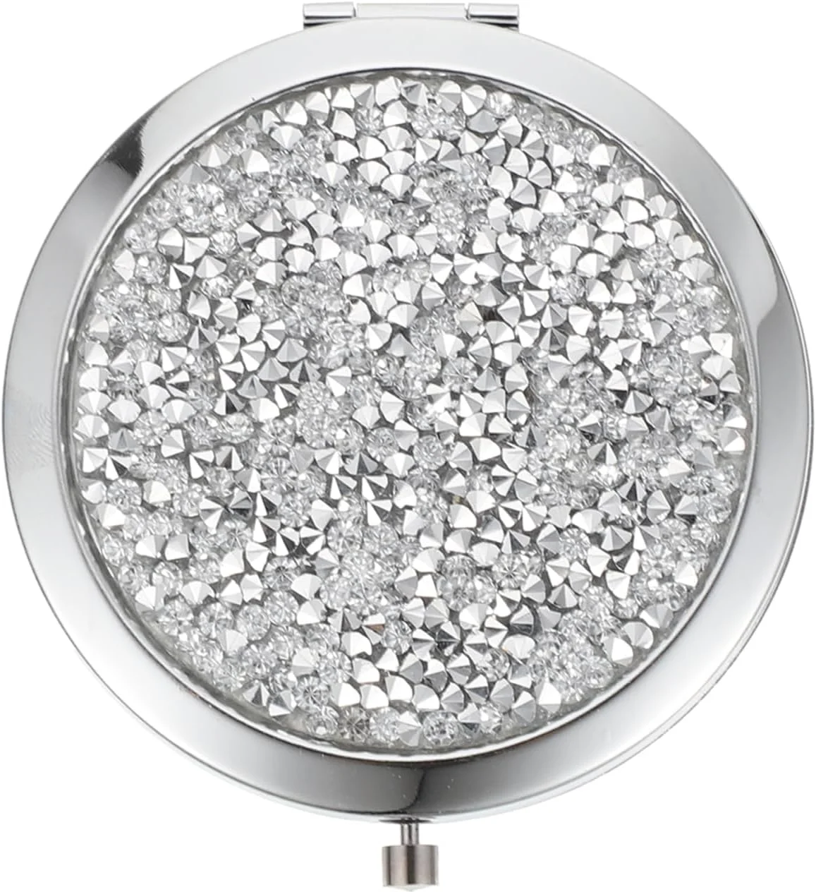 کیف پول مسافرتی LALAFINA، آینه جیبی نگین دار، آینه دو طرفه کیف دستی، آینه جمع و جور براق، آینه دستی گرد آرایشی برای زنان و دختران، آینه مسافرتی