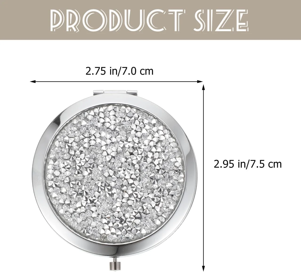 کیف پول مسافرتی LALAFINA، آینه جیبی نگین دار، آینه دو طرفه کیف دستی، آینه جمع و جور براق، آینه دستی گرد آرایشی برای زنان و دختران، آینه مسافرتی