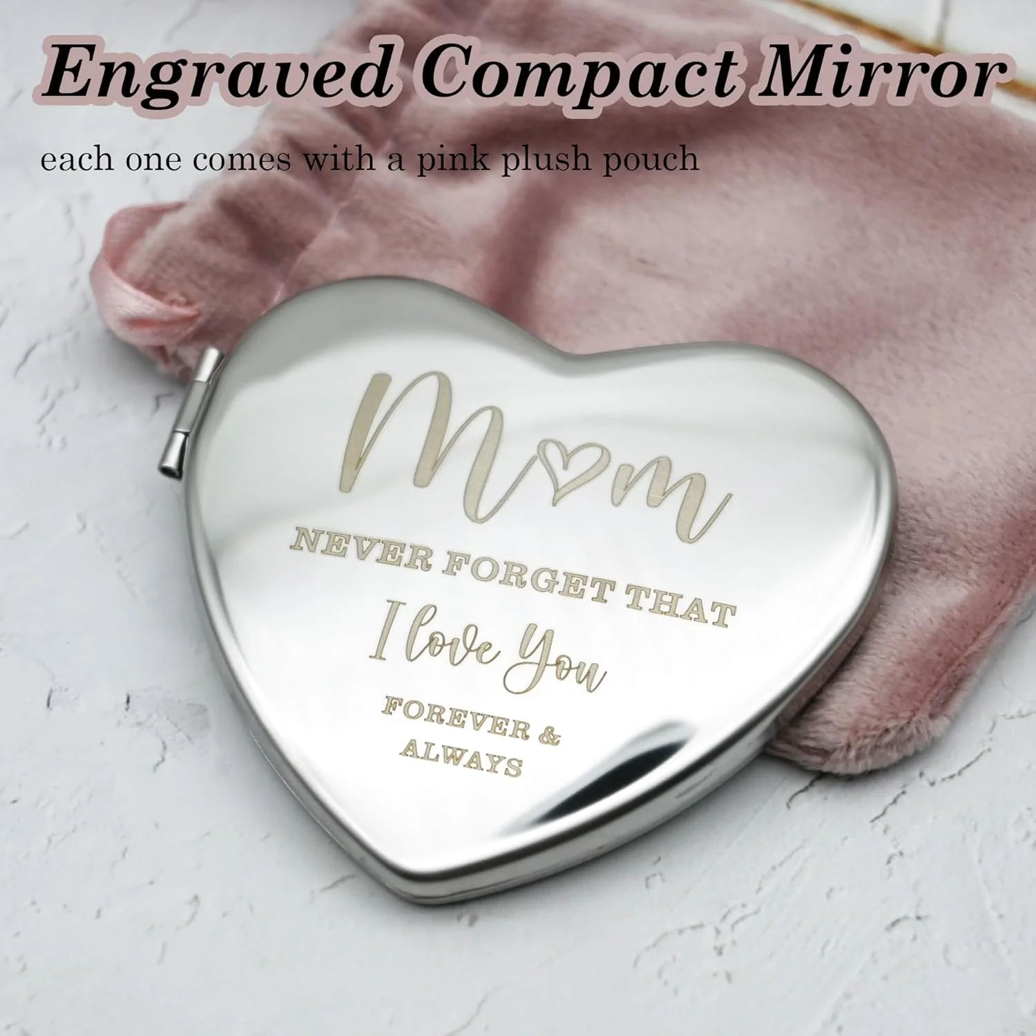 آینه جیبی فشرده طرح قلب KUALEENG، هدیه ای برای مادر، آینه آرایشی نقره ای فلزی قابل حمل برای کیف دستی، هدیه تولد برای مادر از طرف دختر یا پسر، مامان، هرگز فراموش نکن که دوستت دارم آینه جیبی فشرده طرح قلب KUALEENG، هدیه ای برای مادر، آینه آرایشی نقره ای فلزی قابل حمل برای کیف دستی، هدیه تولد برای مادر از طرف دختر یا پسر، مامان، هرگز فراموش نکن که دوستت دارم