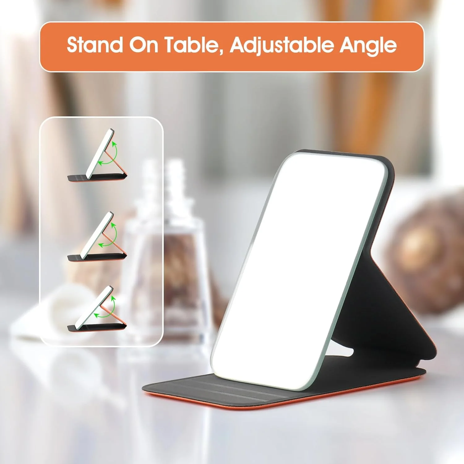 آینه دستی Korutomi، فوق العاده نازک و سبک، قابل حمل، تاشو، آینه مسافرتی جمع و جور برای کمپینگ، خانه، دفتر، آینه کوچک برای جیب و کیف، مناسب برای هدیه (صورتی)