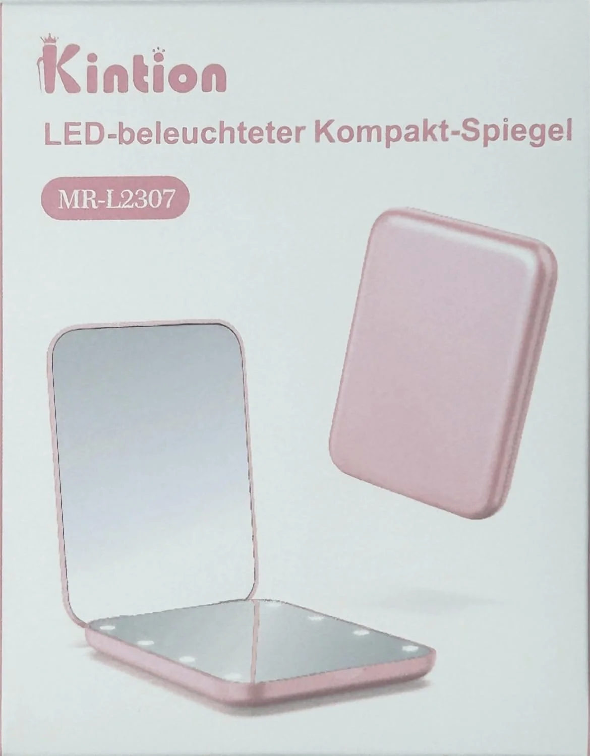 آینه جیبی Kintion، آینه آرایشی مسافرتی فشرده LED با بزرگنمایی 1X/3X و نور، سبز روشن