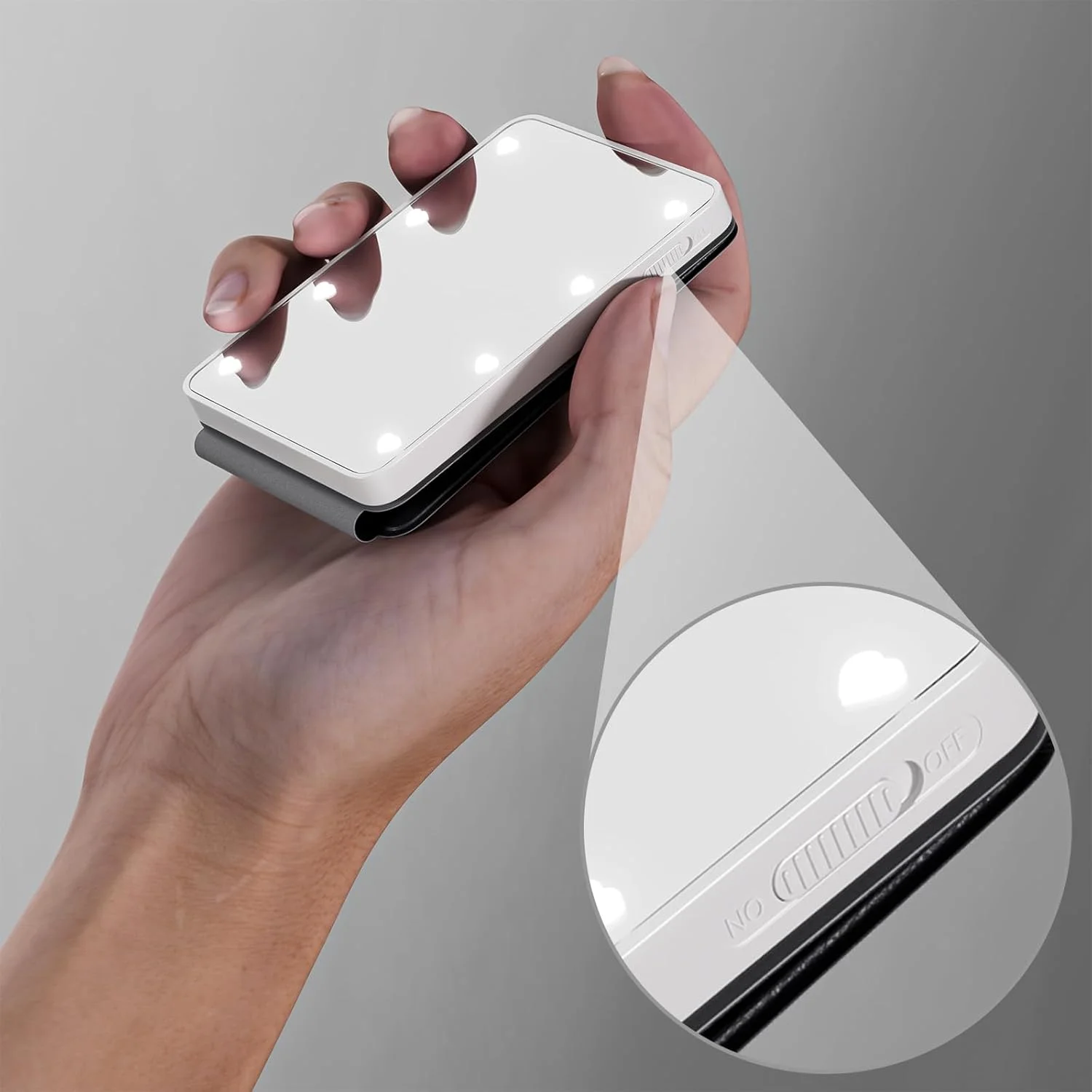 آینه جیبی Kintion، آینه جمع و جور با قابلیت چرخش 360 درجه و نور، دارای نورپردازی 3 رنگی قابل تنظیم، مشکی