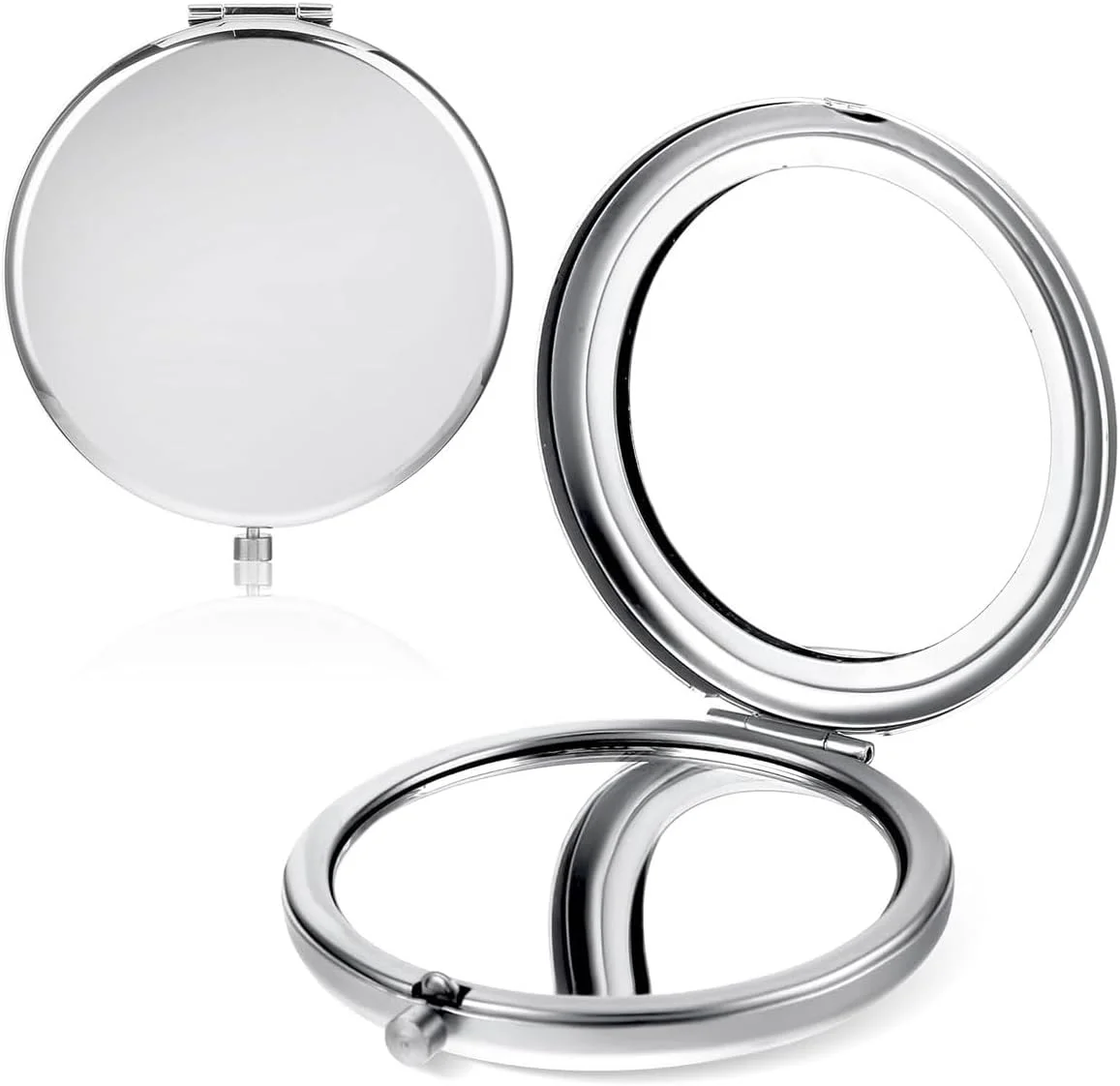 KGDUYC آینه جیبی تاشو با بزرگنمایی - آینه کوچک جیبی، آینه دستی کوچک، آینه جمع و جور کوچک برای کیف دستی (نقره ای)