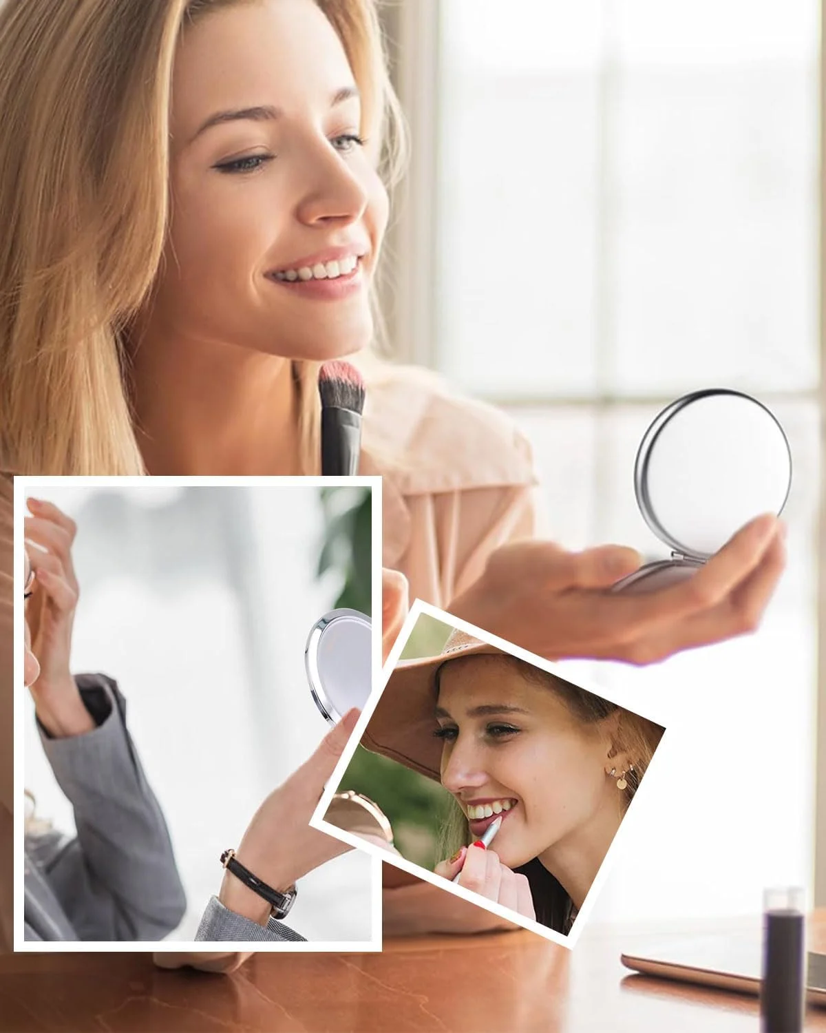 KGDUYC آینه جیبی تاشو با بزرگنمایی - آینه کوچک جیبی، آینه دستی کوچک، آینه جمع و جور کوچک برای کیف دستی (نقره ای) KGDUYC آینه جیبی تاشو با بزرگنمایی - آینه کوچک جیبی، آینه دستی کوچک، آینه جمع و جور کوچک برای کیف دستی (نقره ای)