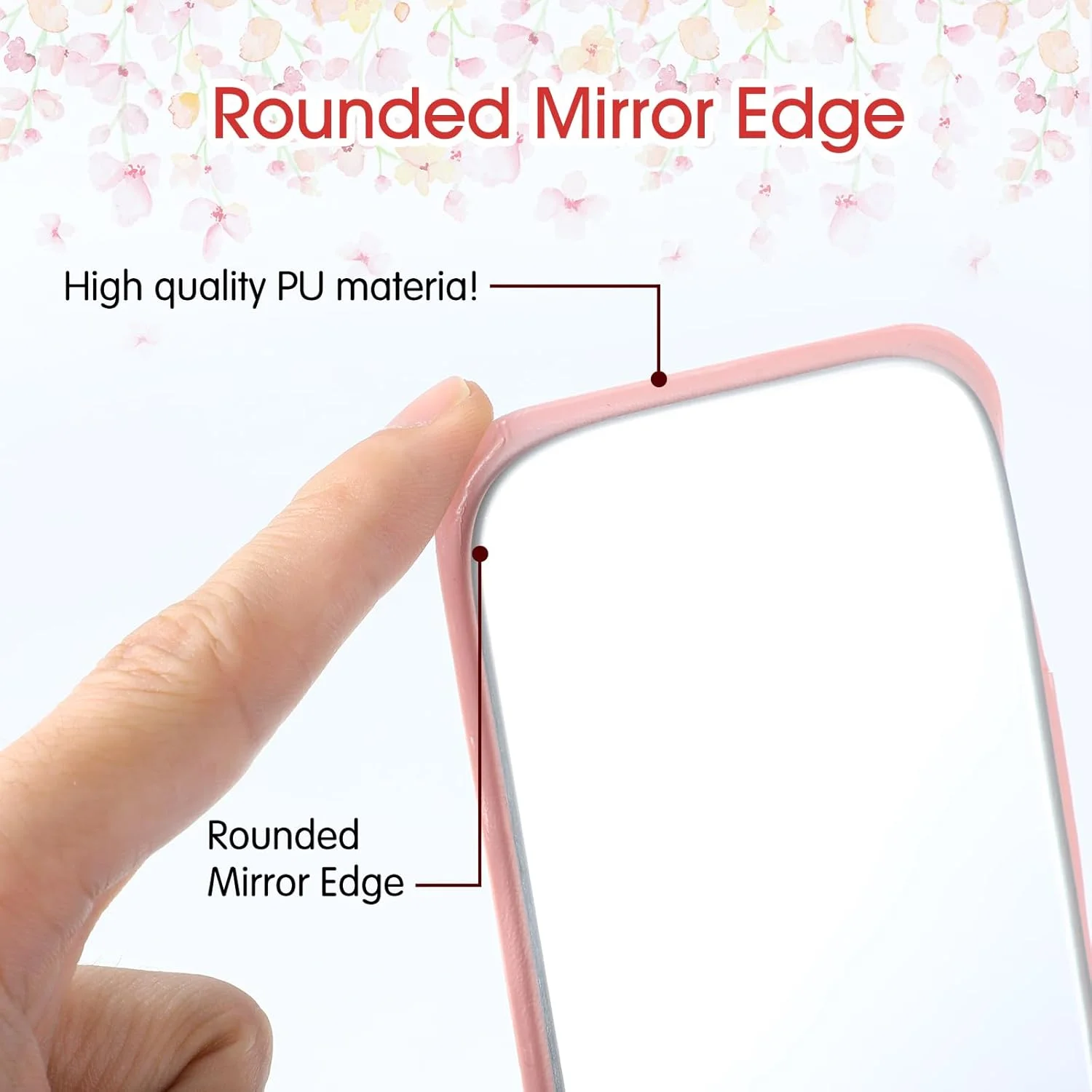 Kifmurase 2 Pack Foldable Makeup Mirror for Travel, Portable PU Leather Mirror Handheld Mirror with Adjustable Stand, Compact Ultrathin Pocket Mirror Folding Travel Mirror for Purse Vanity Table Gifts