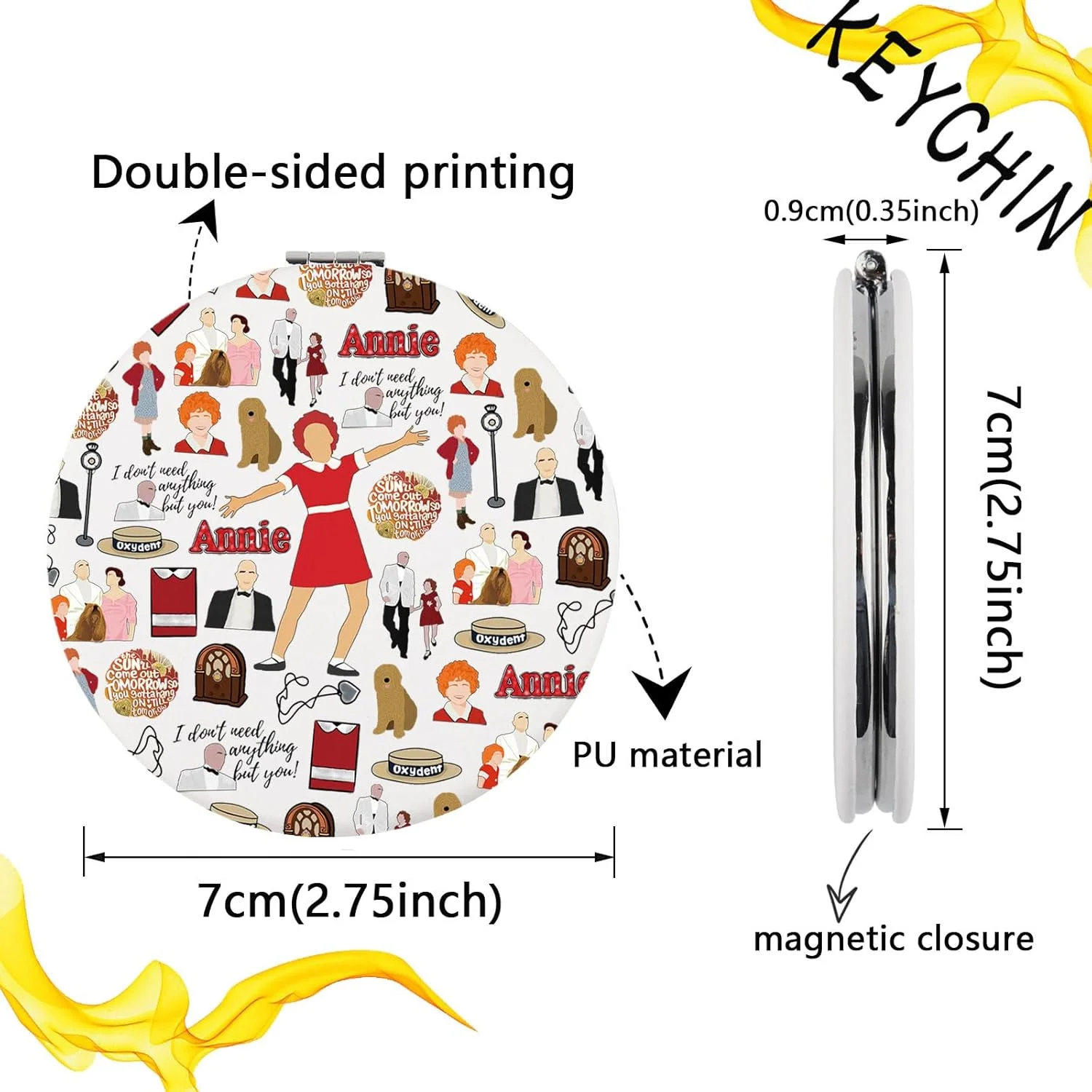 آینه جیبی یتیم خانه آنی KEYCHIN، هدیه ای از موزیکال آنی، شما هرگز بدون لبخند لباس کامل نمی پوشید، آینه آرایشی جمع و جور آنی (آنی-سفید) آینه جیبی یتیم خانه آنی KEYCHIN، هدیه ای از موزیکال آنی، شما هرگز بدون لبخند لباس کامل نمی پوشید، آینه آرایشی جمع و جور آنی (آنی-سفید)