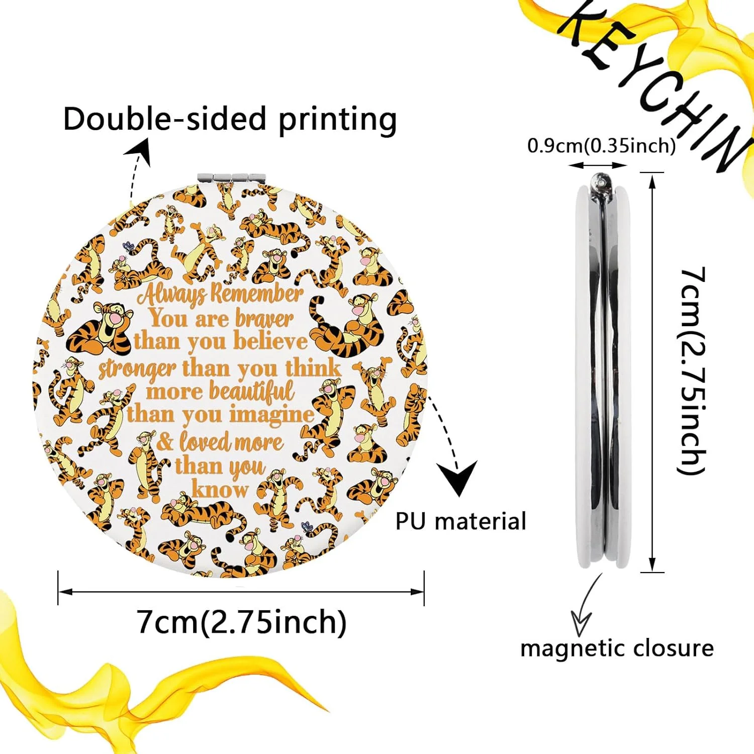 آینه جیبی تیگر KEYCHIN، هدیه ای برای طرفداران فیلم های کارتونی، تو شجاع تر، قوی تر و باهوش تر از آن چیزی هستی که فکر می کنی، آینه آرایشی جمع و جور برای زنان، دختران و نوجوانان (تیگر-سفید) آینه جیبی تیگر KEYCHIN، هدیه ای برای طرفداران فیلم های کارتونی، تو شجاع تر، قوی تر و باهوش تر از آن چیزی هستی که فکر می کنی، آینه آرایشی جمع و جور برای زنان، دختران و نوجوانان (تیگر-سفید)