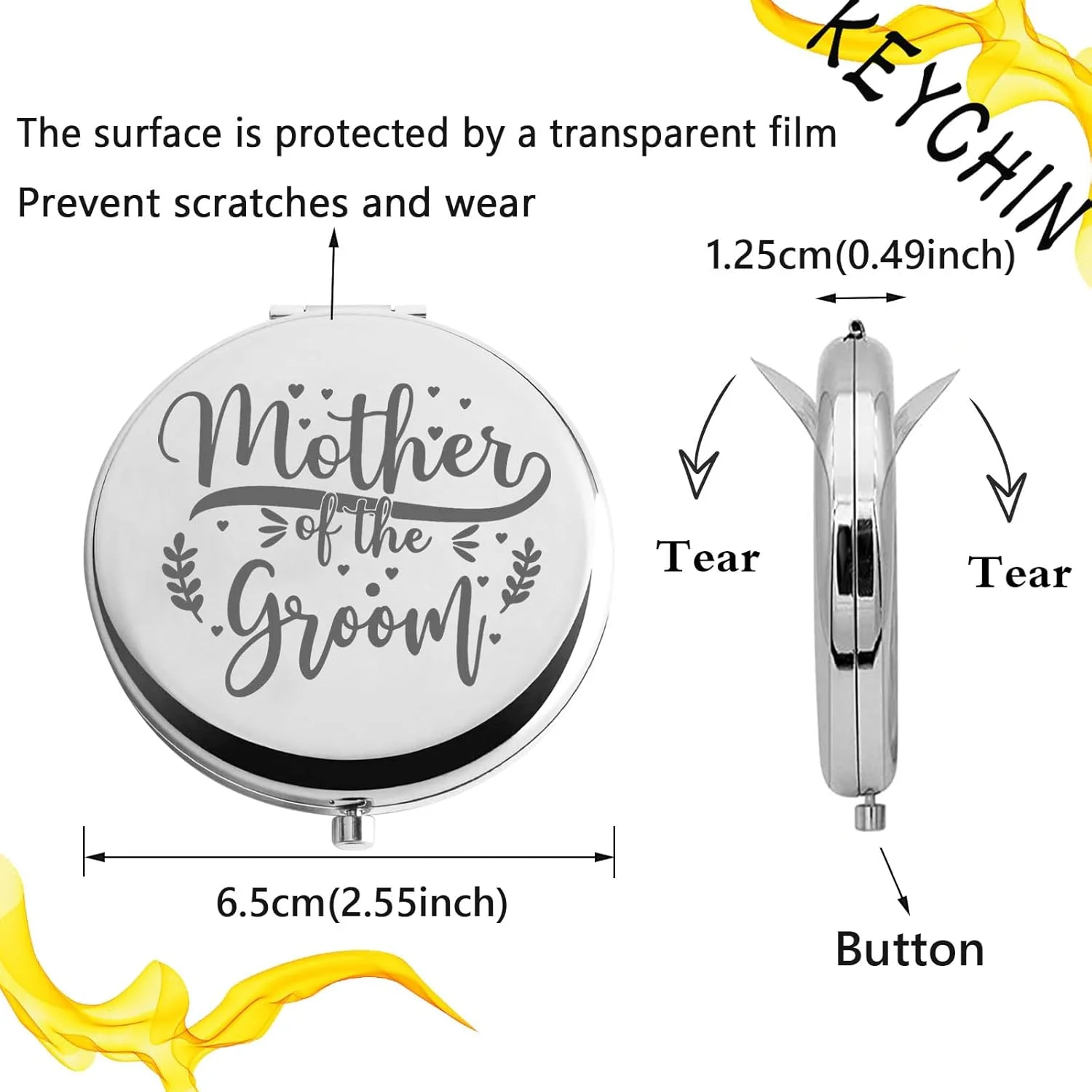 آینه جیبی مادر عروس/داماد KEYCHIN، هدیه یادگاری عروسی، آینه آرایشی جمع و جور مادرشوهر از طرف عروس/داماد (مادر داماد) آینه جیبی مادر عروس/داماد KEYCHIN، هدیه یادگاری عروسی، آینه آرایشی جمع و جور مادرشوهر از طرف عروس/داماد (مادر داماد)