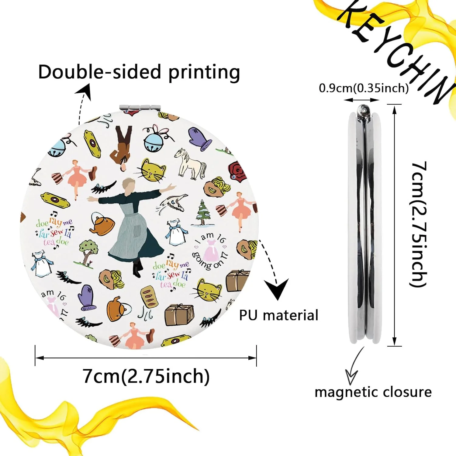 آینه جیبی موزیکال "آوای موسیقی"، هدیه ای برای طرفداران ماریا، نت های موسیقی (Do Re Mi Fa Sol La Ti Do)، آینه آرایشی کوچک، کالای نمایشی "آوای موسیقی" (Do Re Mi-سفید) آینه جیبی موزیکال "آوای موسیقی"، هدیه ای برای طرفداران ماریا، نت های موسیقی (Do Re Mi Fa Sol La Ti Do)، آینه آرایشی کوچک، کالای نمایشی "آوای موسیقی" (Do Re Mi-سفید)
