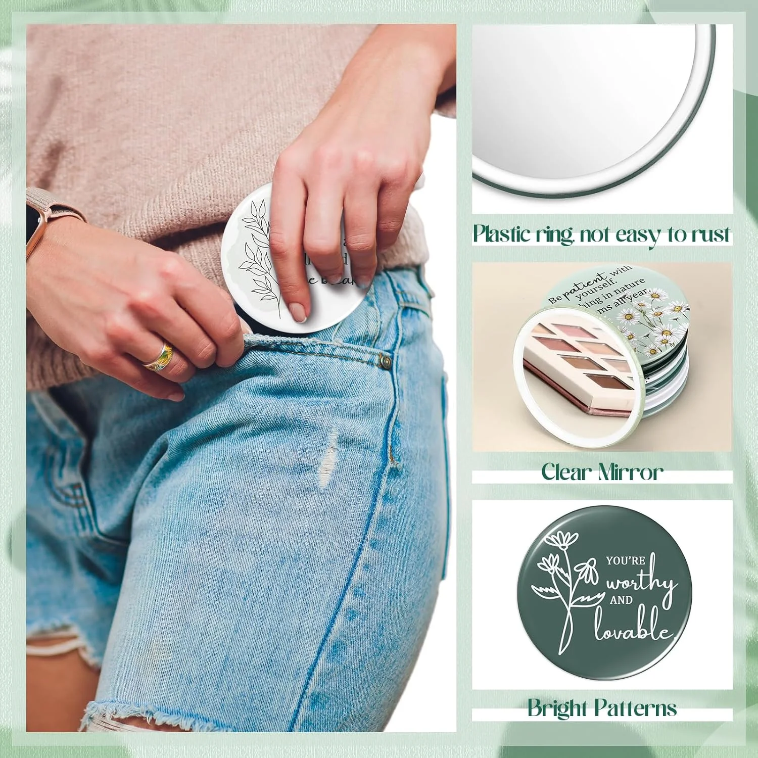 آینه جیبی کوچک انگیزشی کیگلی، بسته 30 عددی، مناسب هفته پرستاران نفرولوژی، هدیه ای برای قدردانی از بانوان، 7 سانتی متر، قابل حمل برای کیف دستی، هدیه سازمانی (سلامت روان سبز) آینه جیبی کوچک انگیزشی کیگلی، بسته 30 عددی، مناسب هفته پرستاران نفرولوژی، هدیه ای برای قدردانی از بانوان، 7 سانتی متر، قابل حمل برای کیف دستی، هدیه سازمانی (سلامت روان سبز)