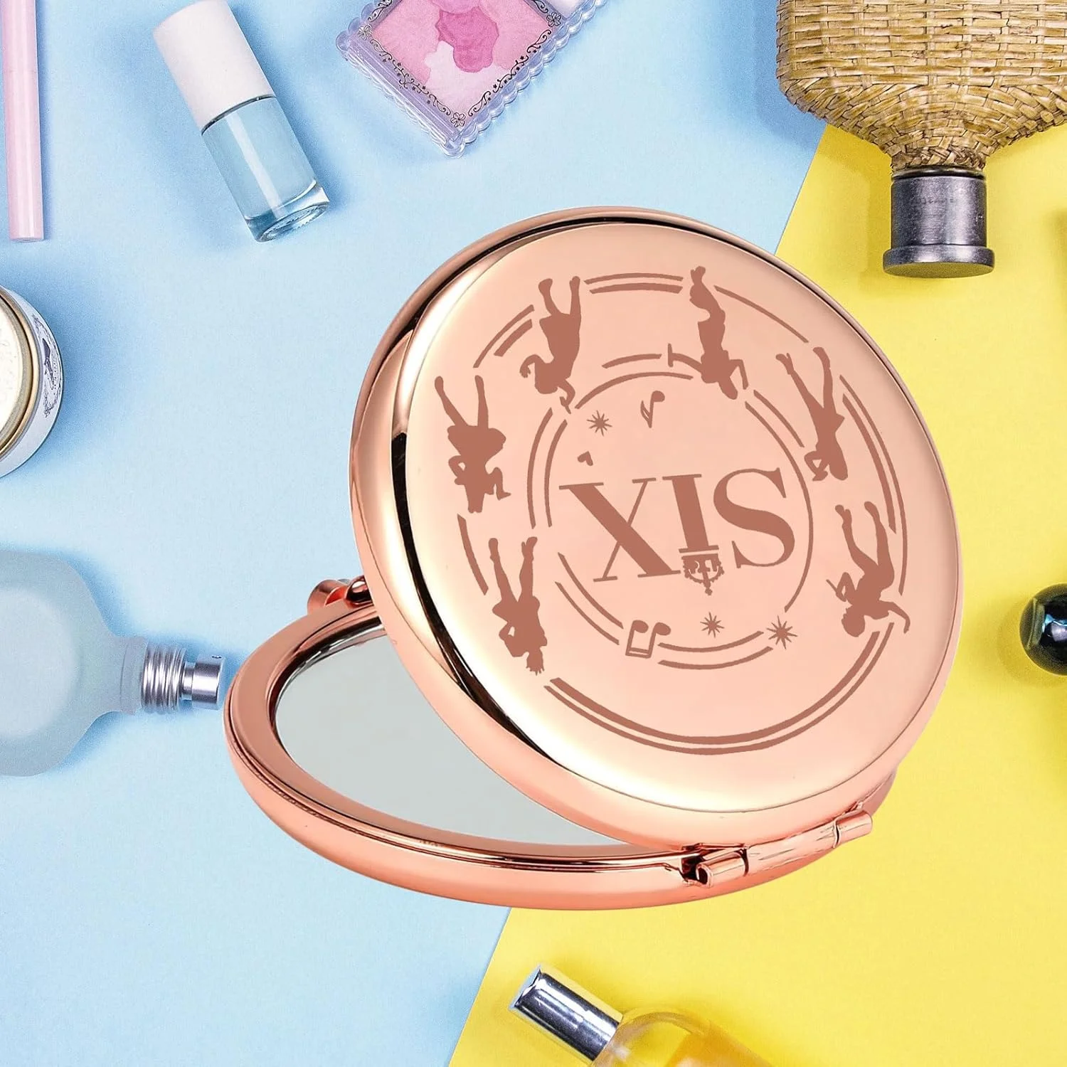 آینه جیبی شش ملکه KEYCHIN، هدیه تئاتر موزیکال، آینه آرایشی فشرده موزیکال شش ملکه (SIX-RG)