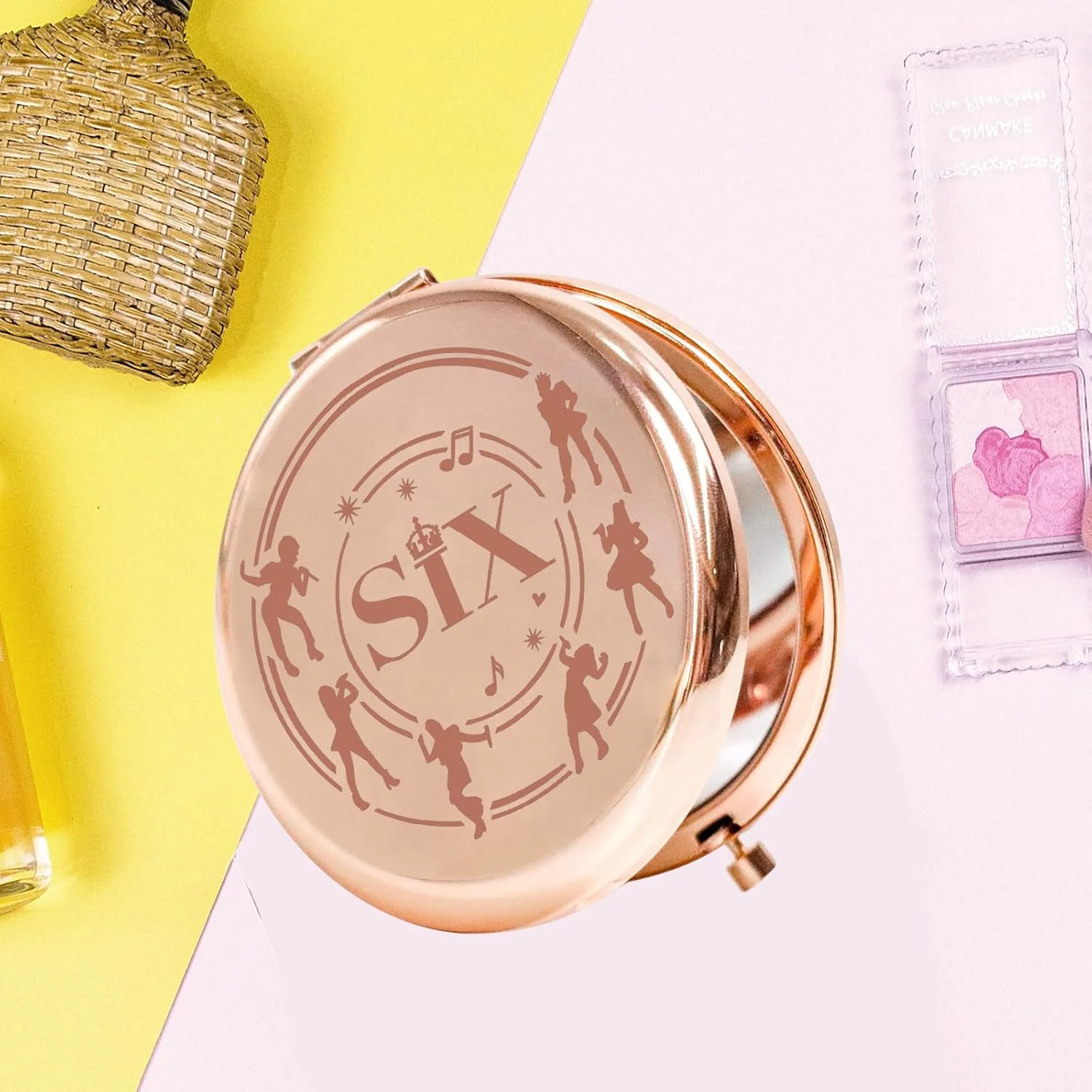 آینه جیبی شش ملکه KEYCHIN، هدیه تئاتر موزیکال، آینه آرایشی فشرده موزیکال شش ملکه (SIX-RG)