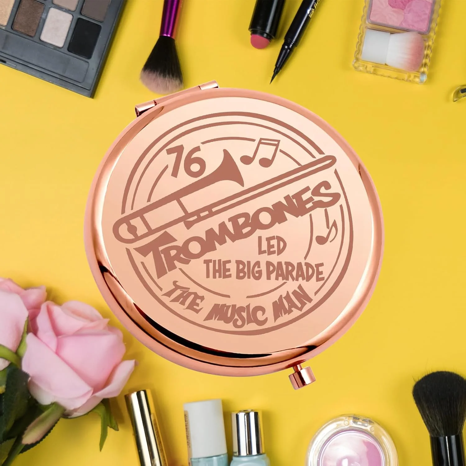 آینه جیبی موسیقی مردان KEYCHIN، هدیه ای برای طرفداران هارولد، ترومبون ها، آینه آرایشی فشرده، مردان موسیقی برادوی (ترومبون-RG)