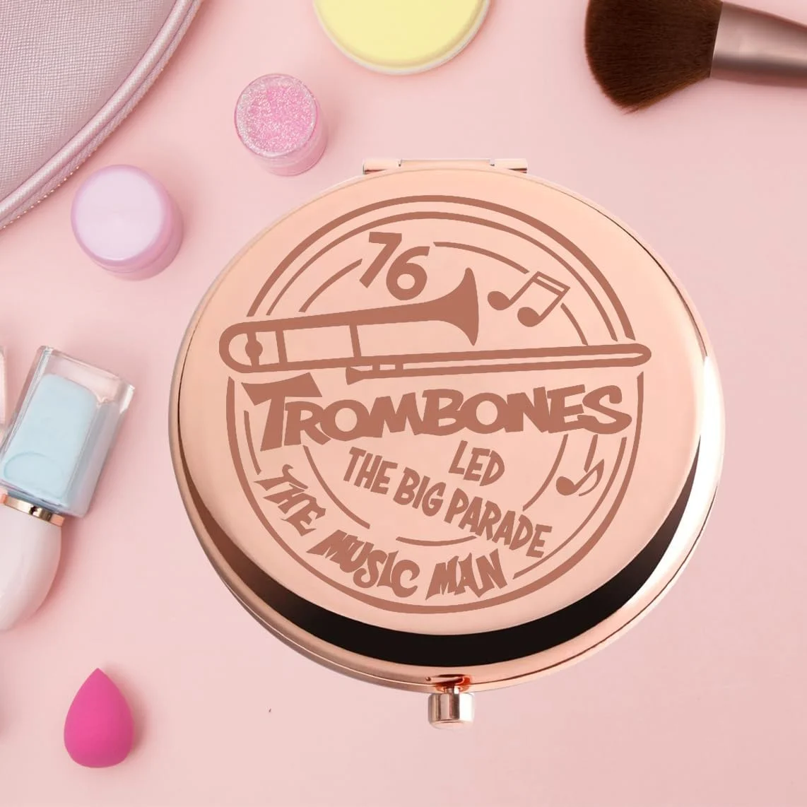 آینه جیبی موسیقی مردان KEYCHIN، هدیه ای برای طرفداران هارولد، ترومبون ها، آینه آرایشی فشرده، مردان موسیقی برادوی (ترومبون-RG)