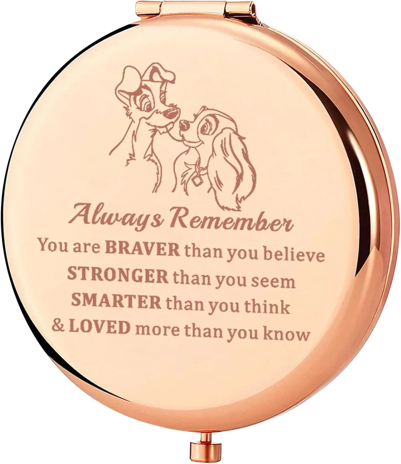 آینه جیبی سگی زنانه KEYCHIN، هدیه ای برای طرفداران سگ ولگرد. تو شجاع تر، قوی تر و باهوش تر از آن چیزی هستی که فکر می کنی. آینه جمع و جور زوج سگ ولگرد (سگ زنانه-RG)